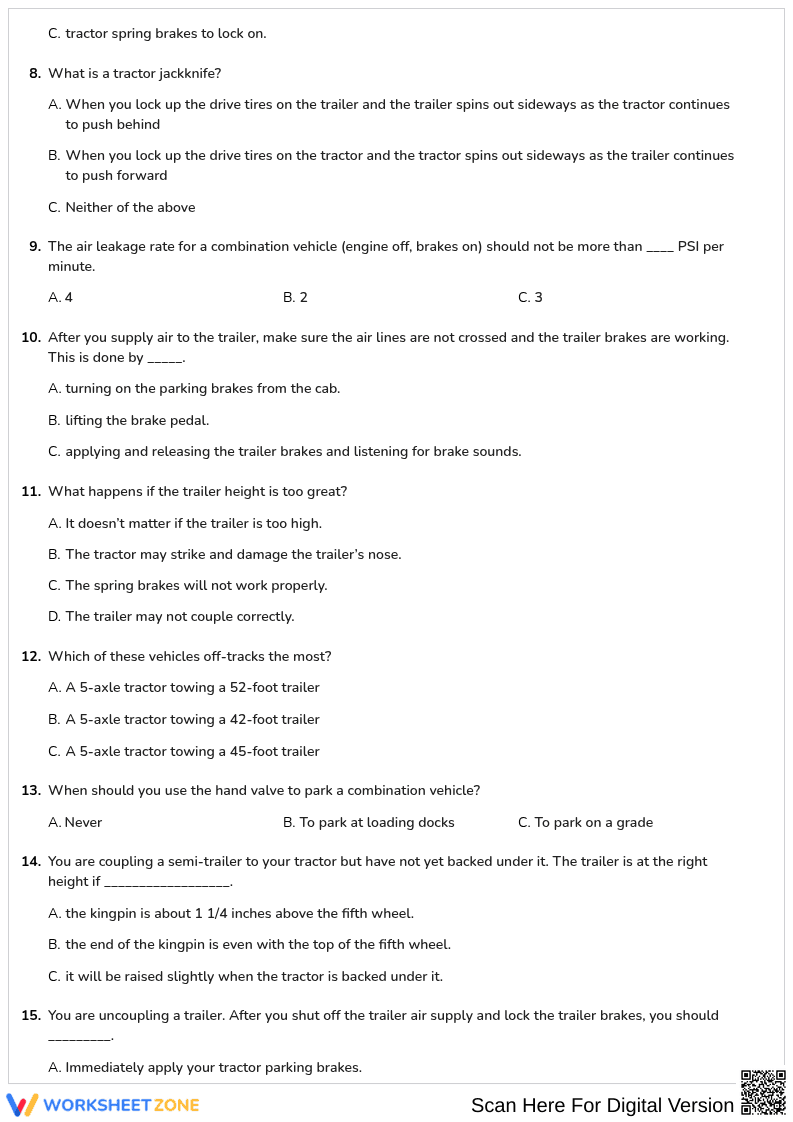 Free printable Iowa CDL Combination Vehicles worksheet part 3 - Page 2