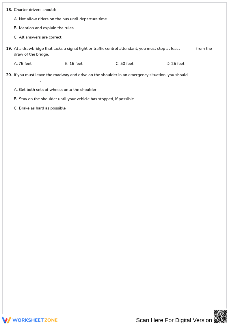 Free printable Alaska CDL Passenger Vehicles worksheet part 5 - Page 3