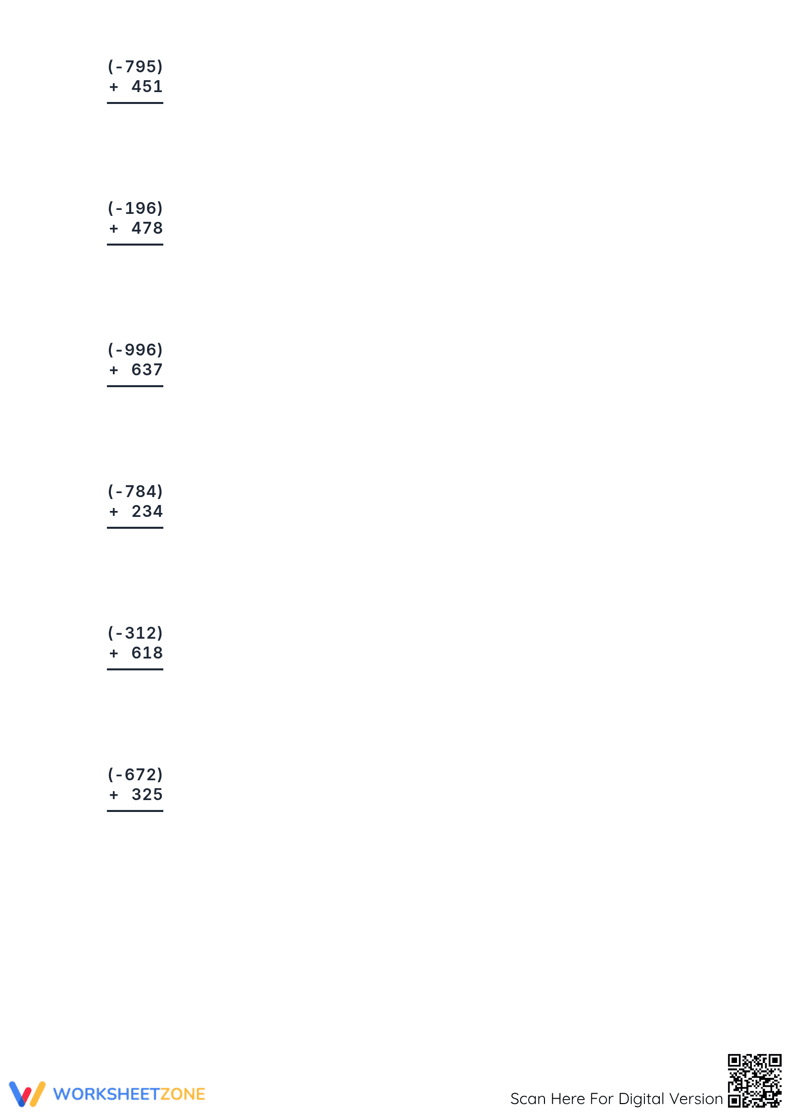 3-Digit Integer Addition Worksheet | Grade 5 Essential - Page 2