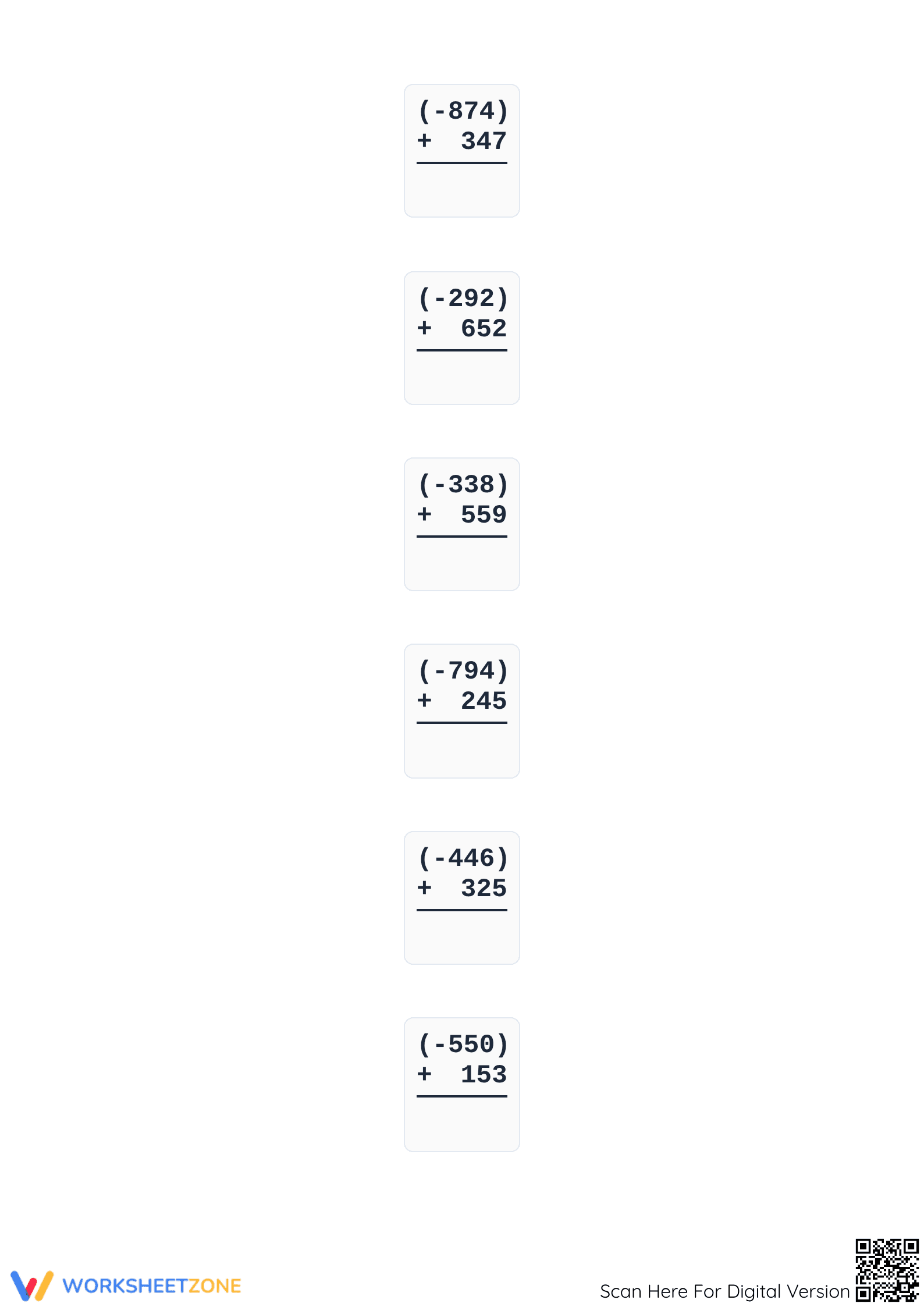 Essential 3-Digit Integer Addition Worksheet | Grade 5 Math - Page 3