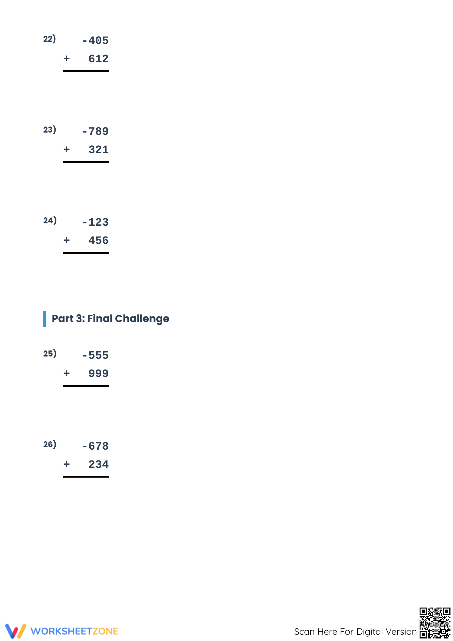 Printable Adding 3-Digit Integers Worksheet | Grade 5 Math - Page 5