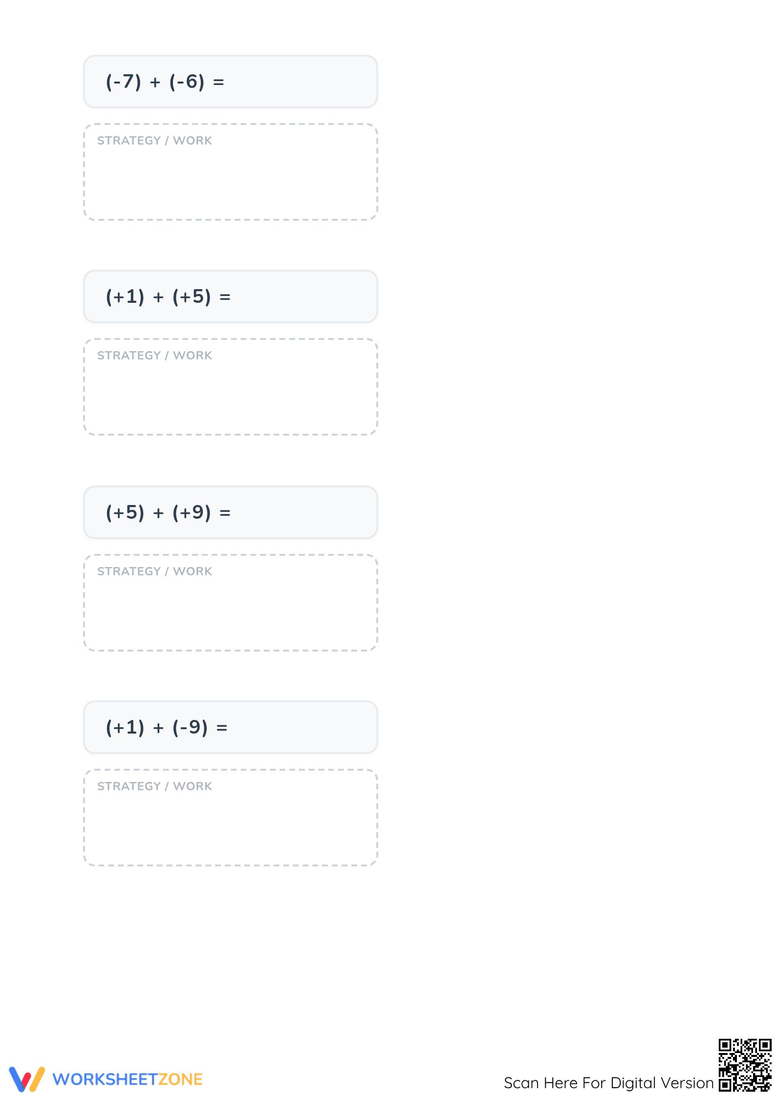 Essential Integers Addition Worksheet | Grade 5 Math - Page 4