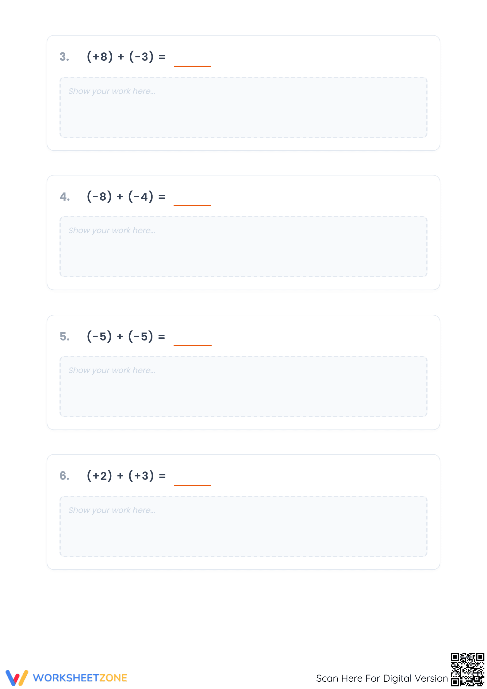 Printable Adding Integers Worksheet | Grade 5 Math - Page 2