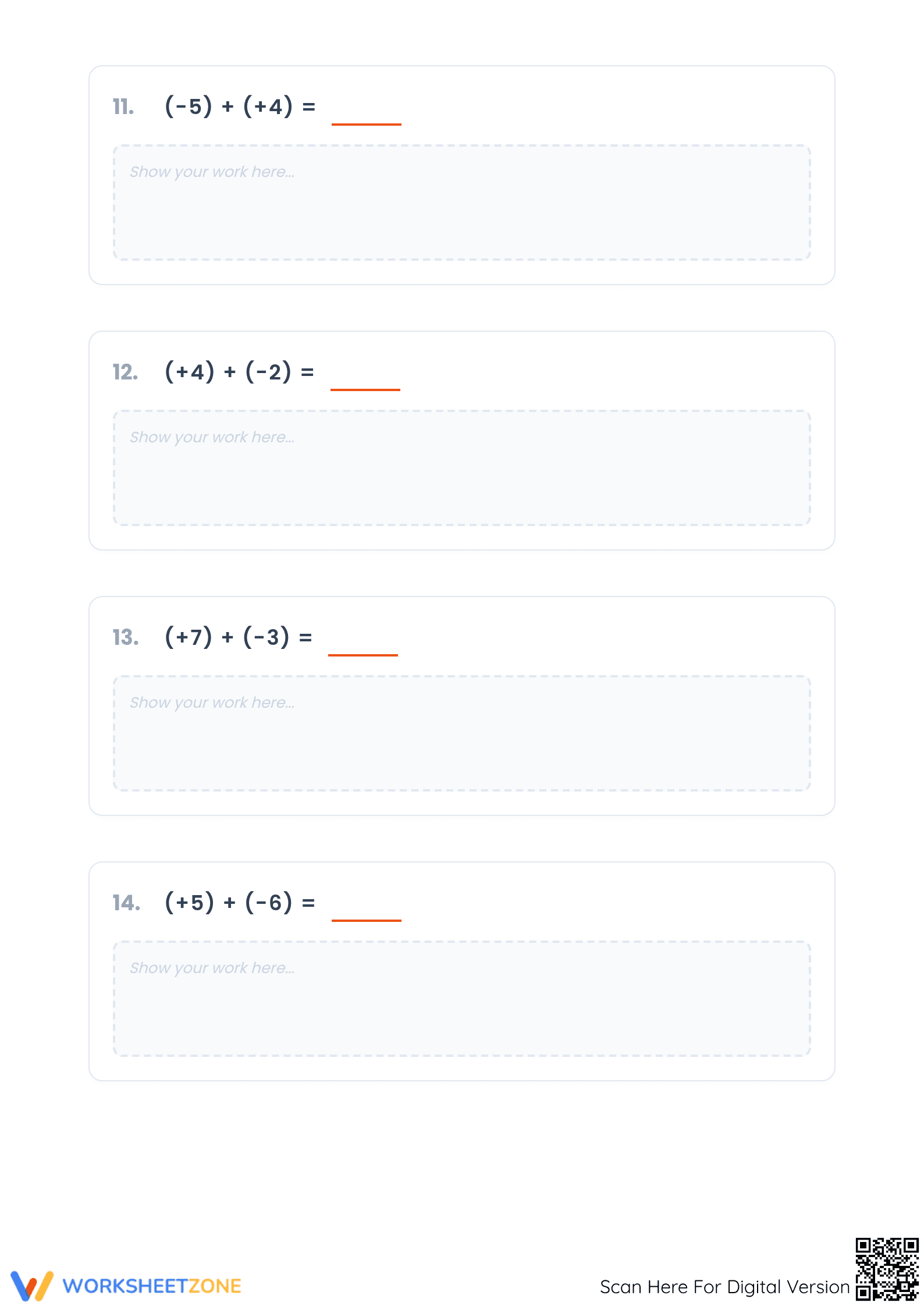 Printable Adding Integers Worksheet | Grade 5 Math - Page 4