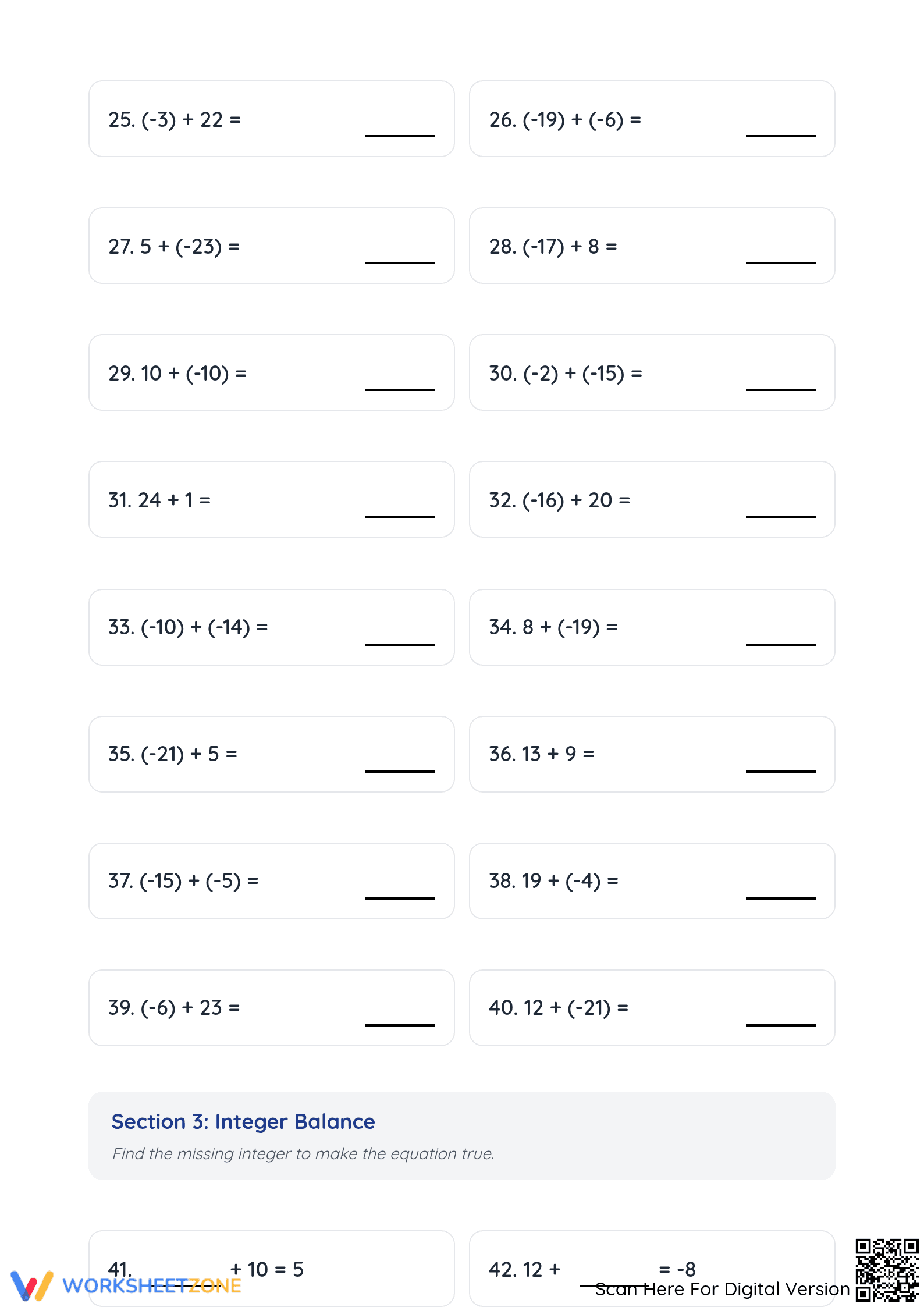 Essential Grade 5 Adding Integers Worksheet | Aligned - Page 3