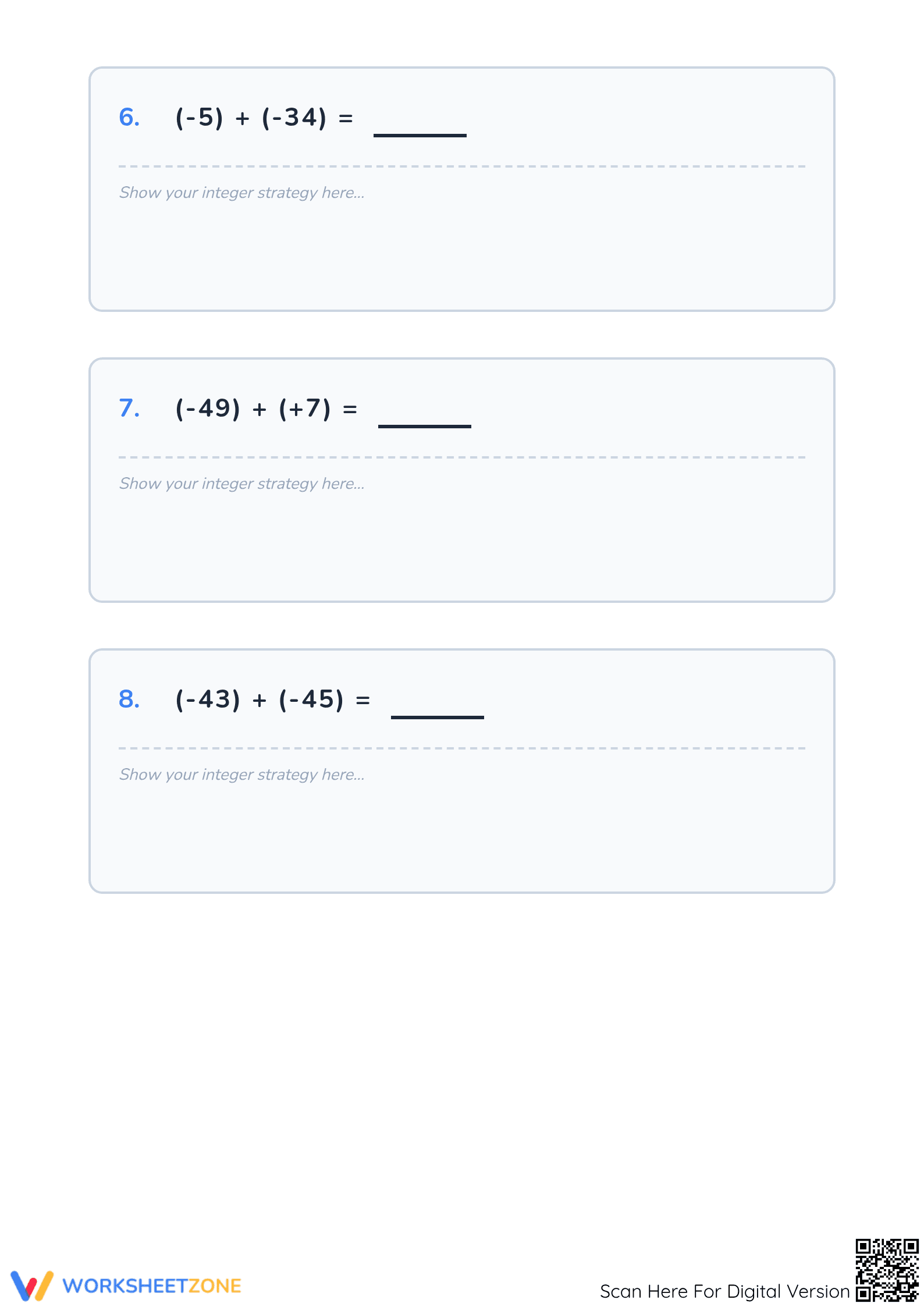Essential Adding Integers Worksheet | Grade 5 Math - Page 3