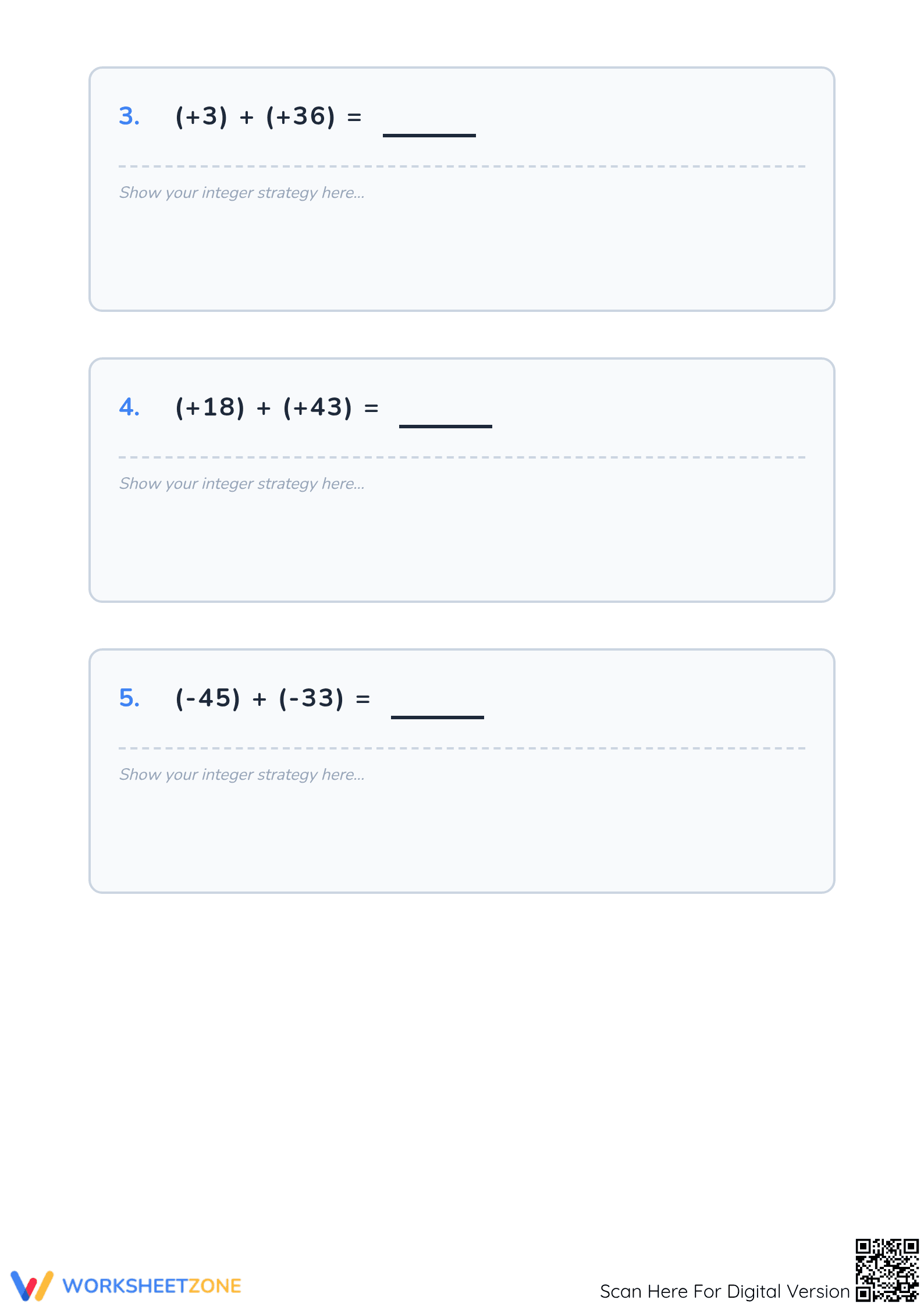 Printable Adding Integers Worksheet | Grade 5 Math - Page 2