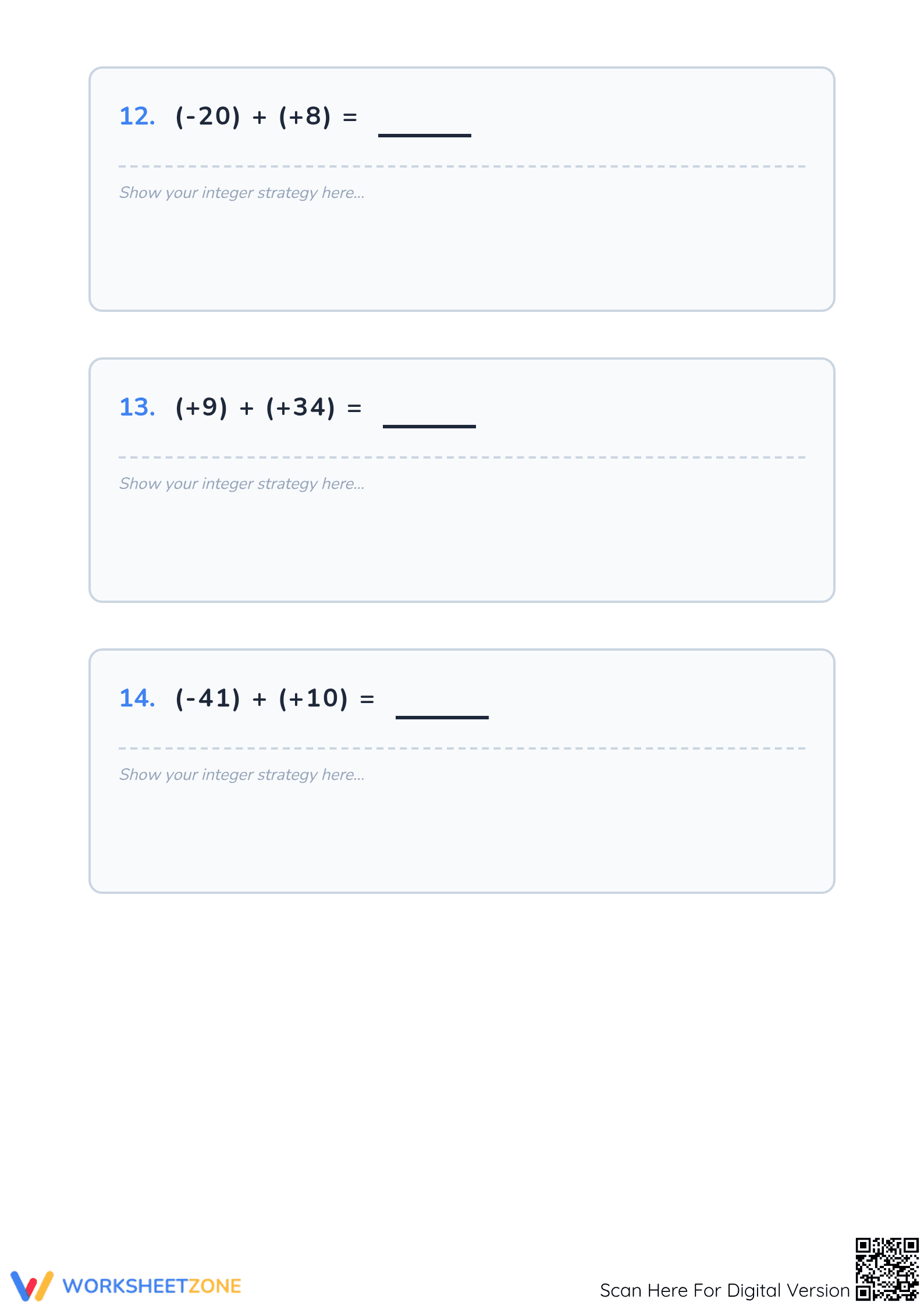 Printable Adding Integers Worksheet | Grade 5 Math - Page 5