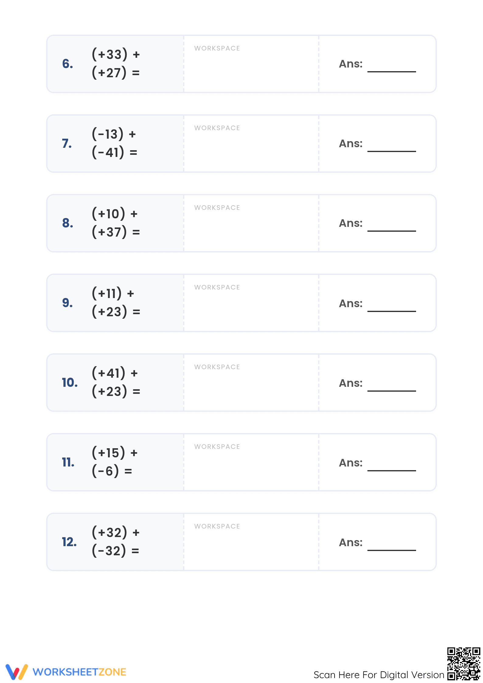Printable Adding Integers Worksheet | Grade 5 Essential - Page 2