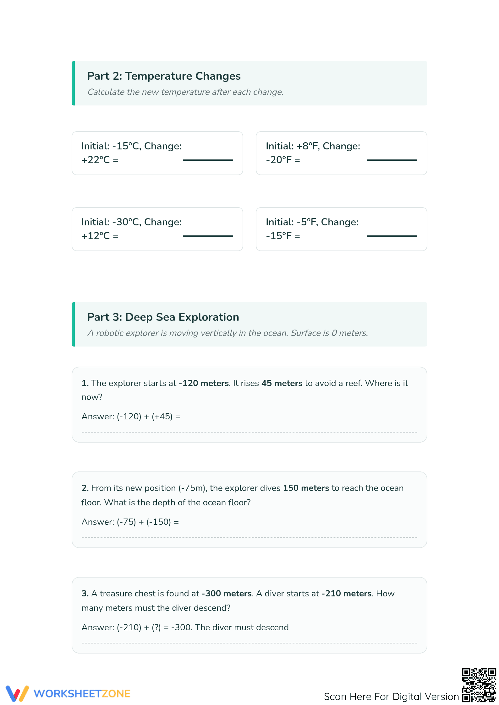 Integers Addition Worksheet | Essential Grade 5 Aligned - Page 3