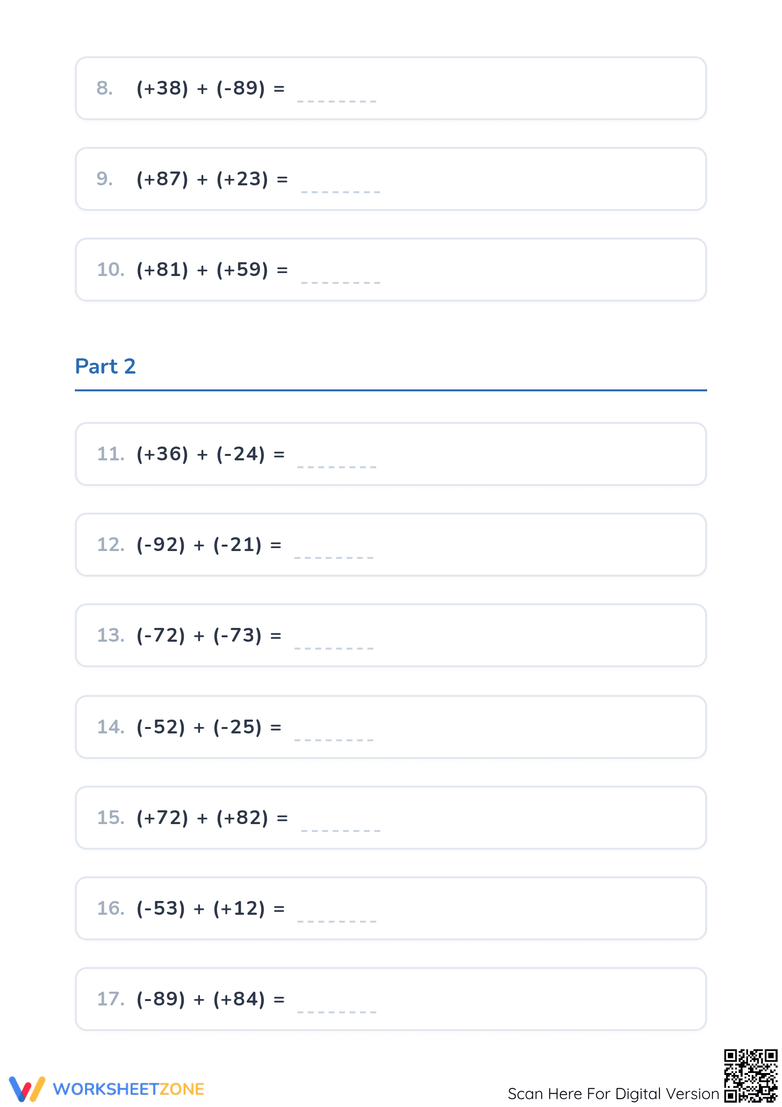 Essential Adding Integers Worksheet | Grade 5 Math - Page 2