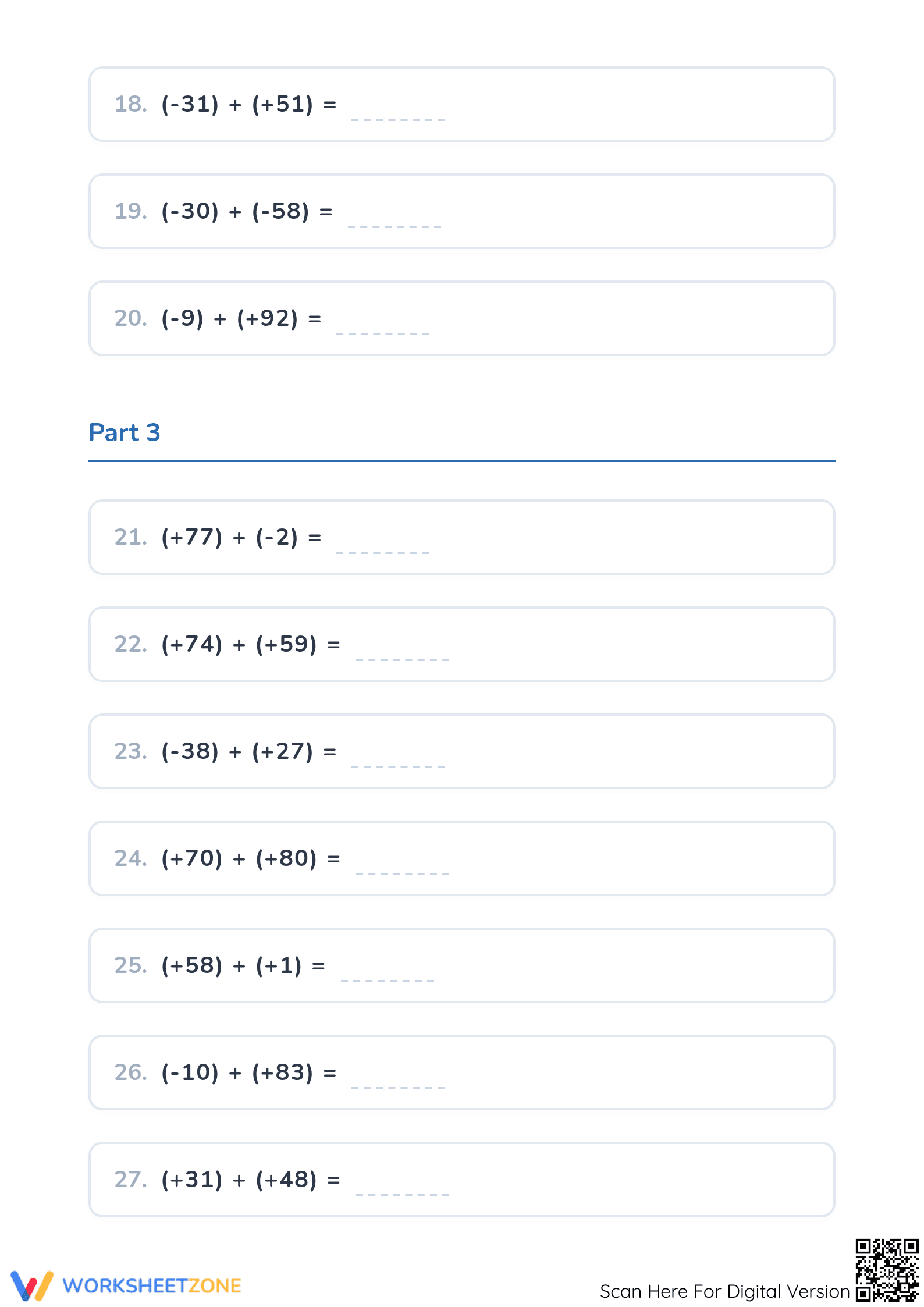 Essential Adding Integers Worksheet | Grade 5 Math - Page 3