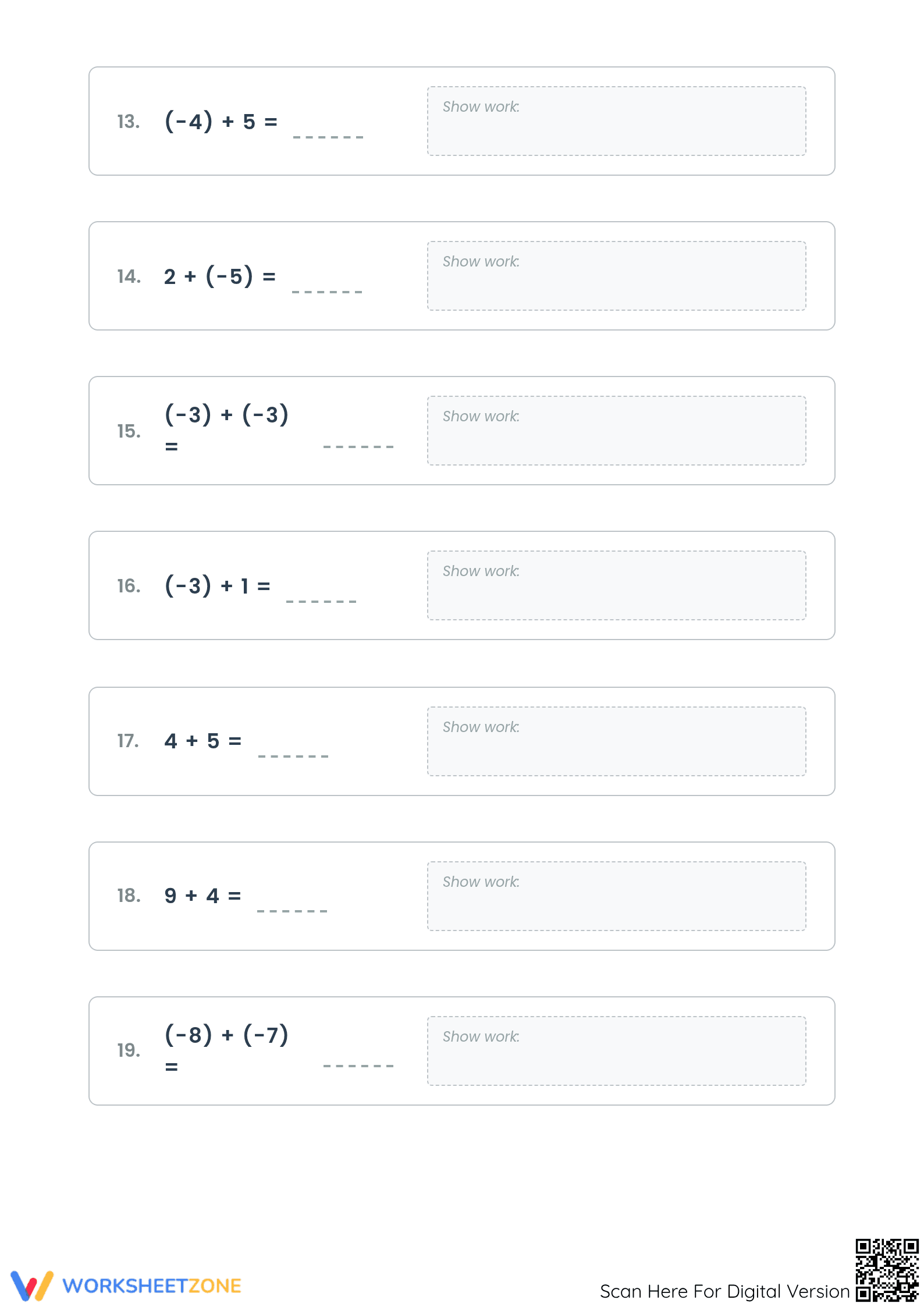 Essential Adding Integers Worksheet | Grade 5 Math - Page 3