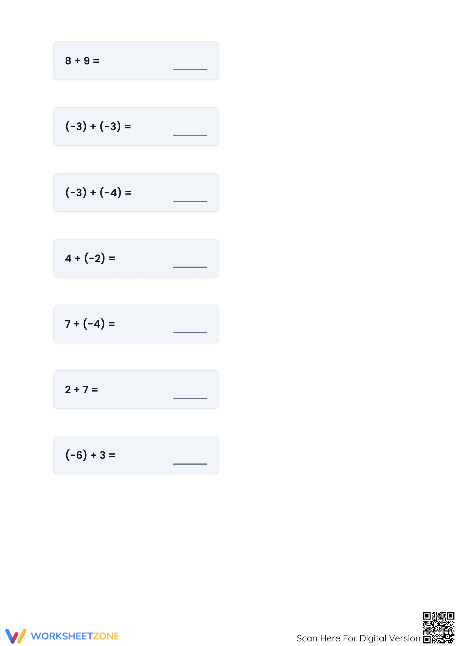 Essential Adding Integers Worksheet | Grades 6-8 Printable - Page 4