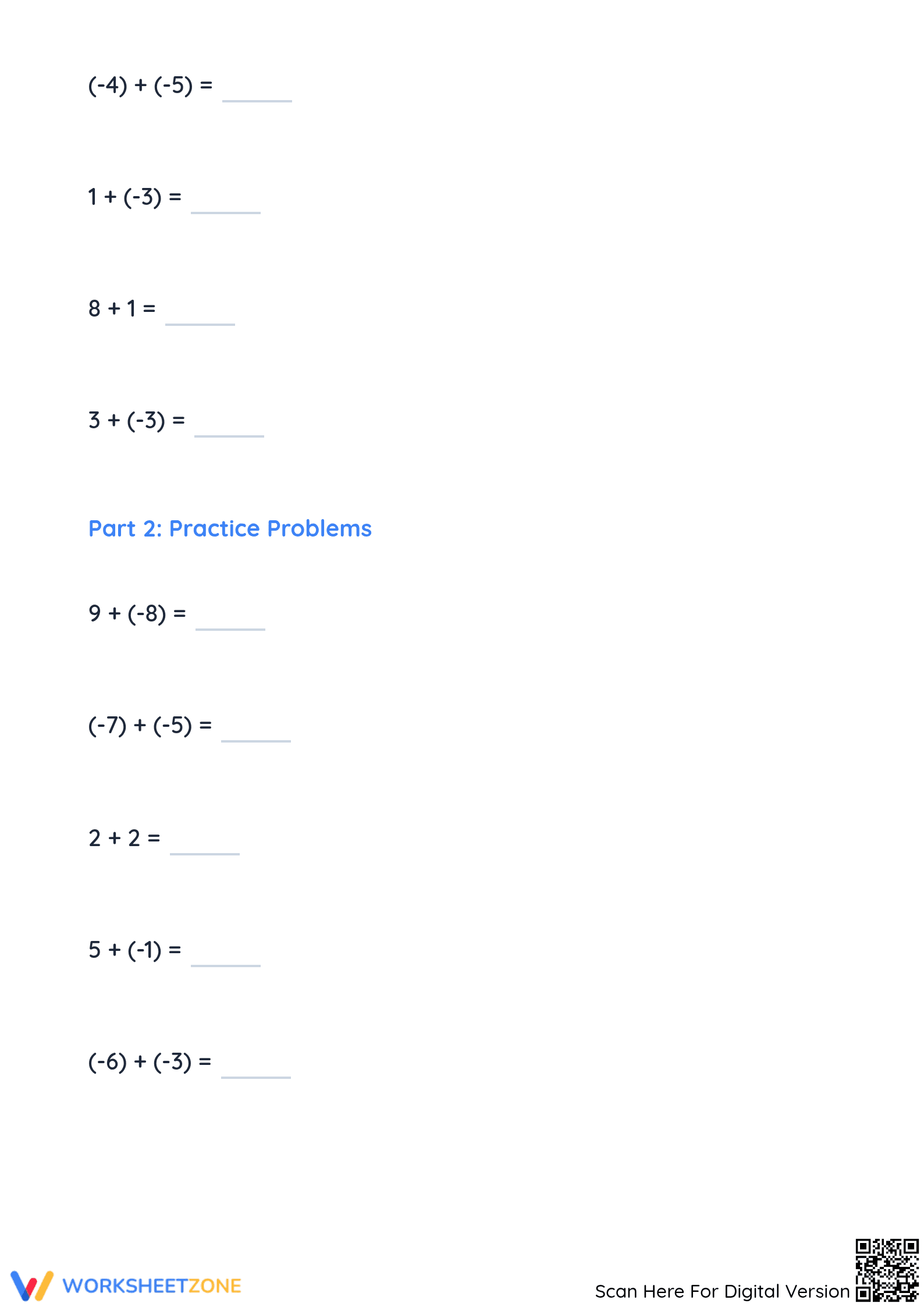 Printable Adding Integers Worksheet | Grade 5 Math - Page 2