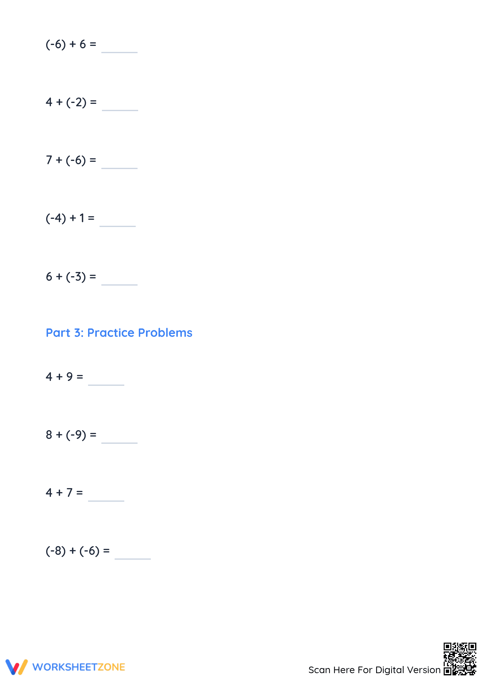 Printable Adding Integers Worksheet | Grade 5 Math - Page 3