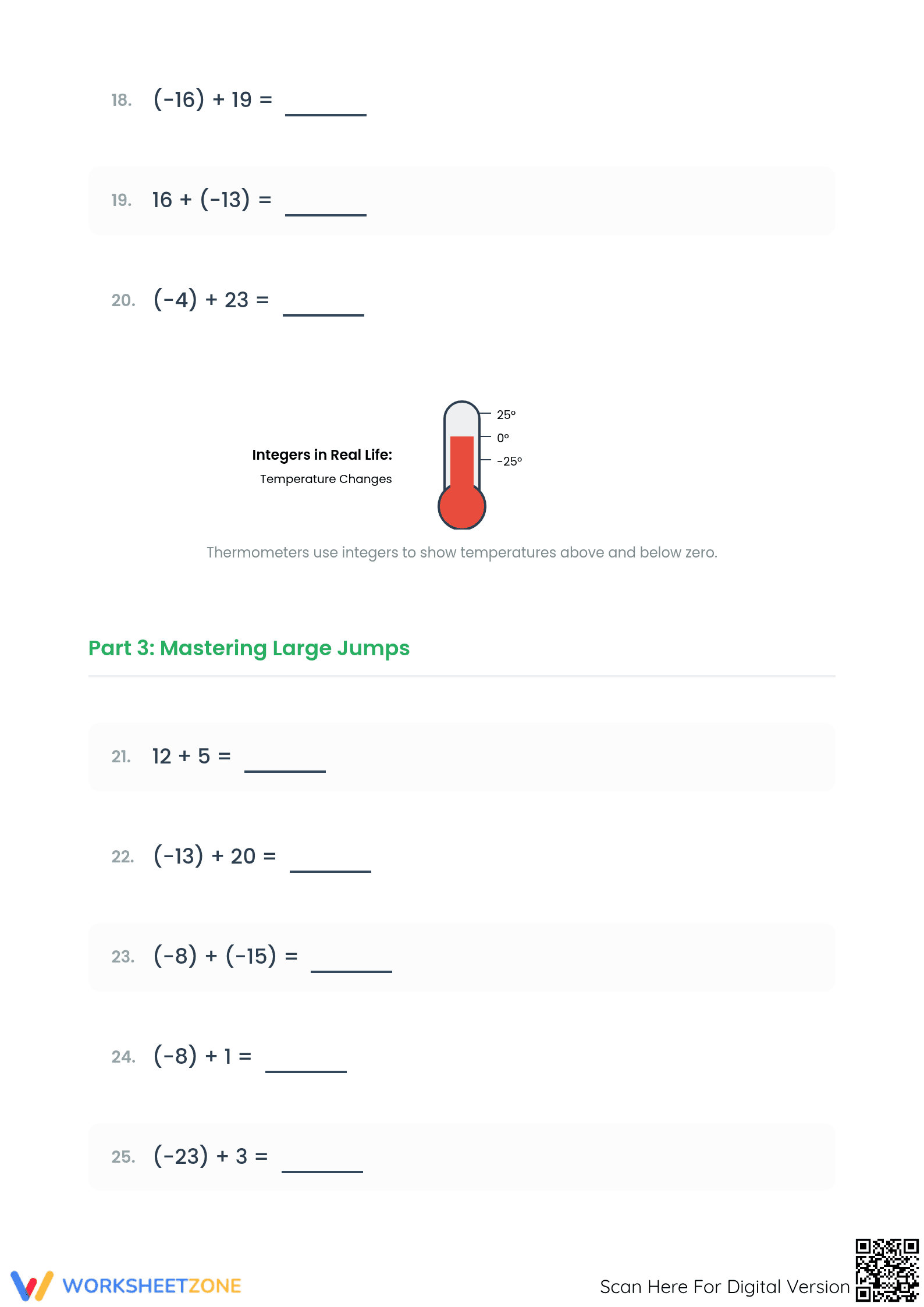 Printable Adding Integers Worksheet | Grade 5 Math - Page 3