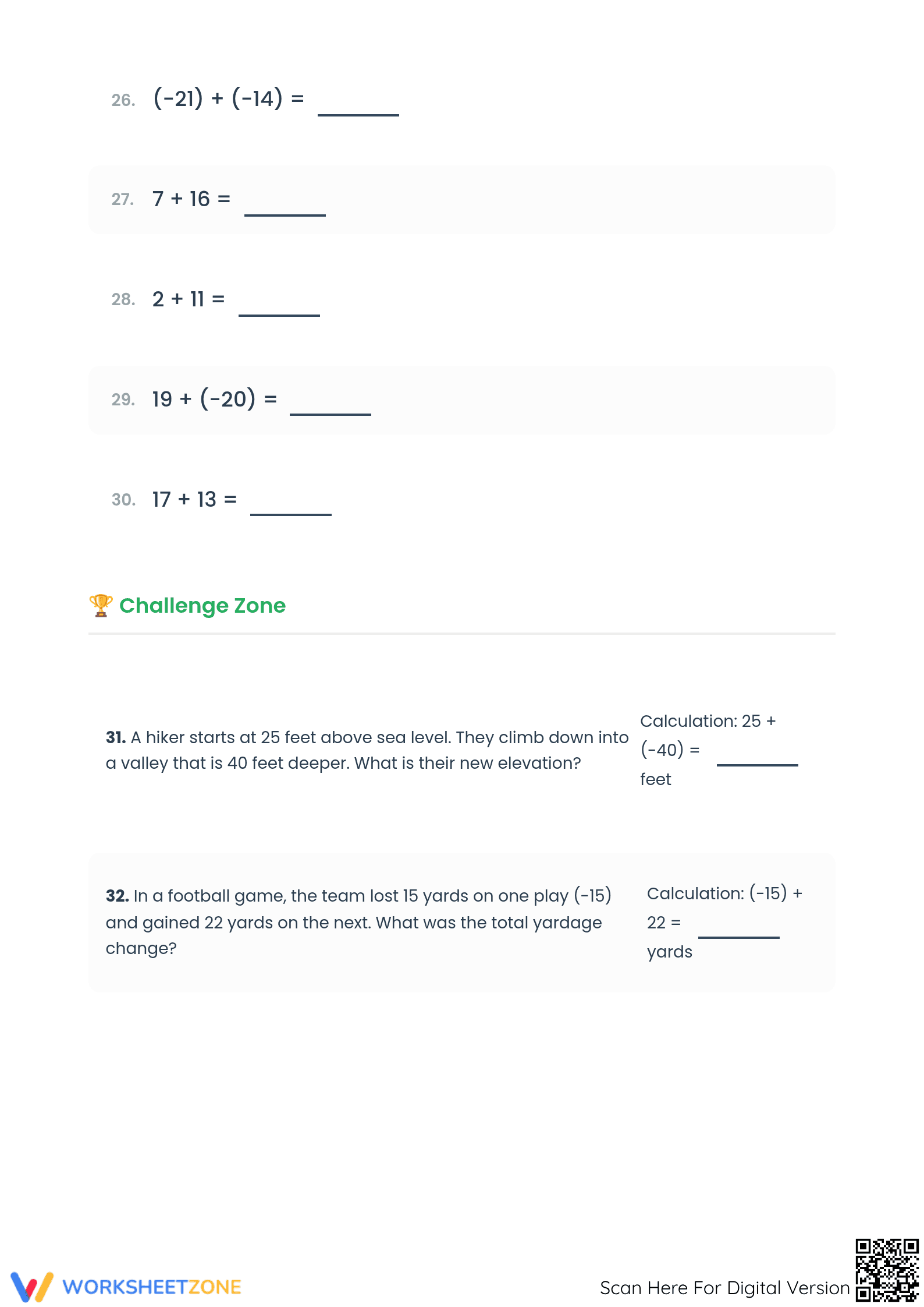 Printable Adding Integers Worksheet | Grade 5 Math - Page 4
