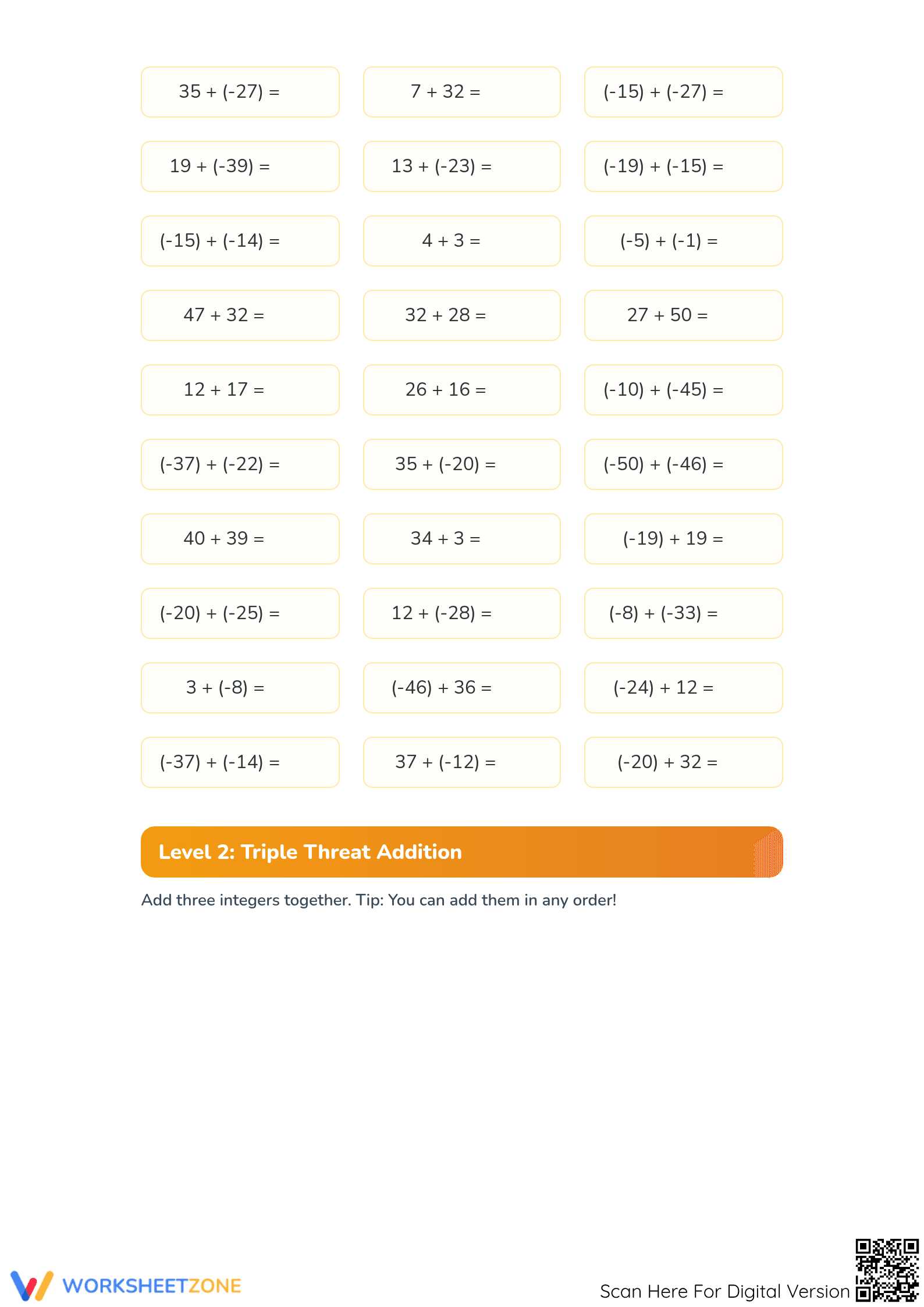 Essential Adding Integers Worksheet | Grade 5 Math - Page 2