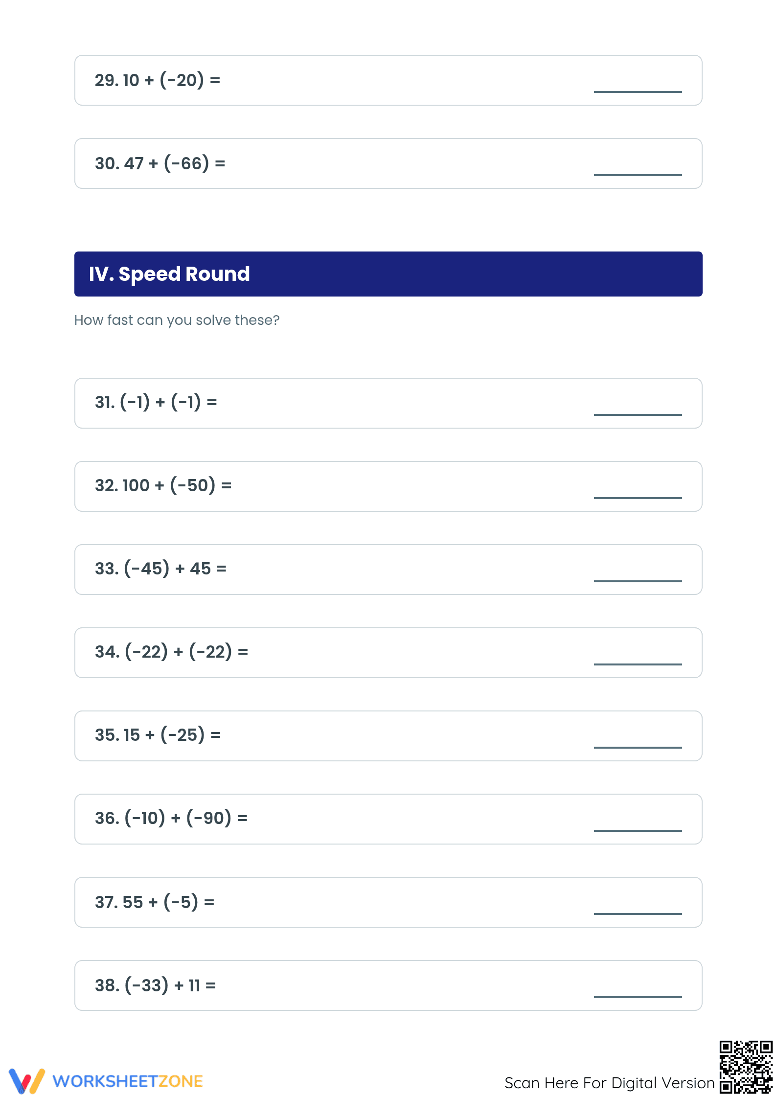 Adding Integers Worksheet (3 Levels) | Grade 7 Ready - Page 4