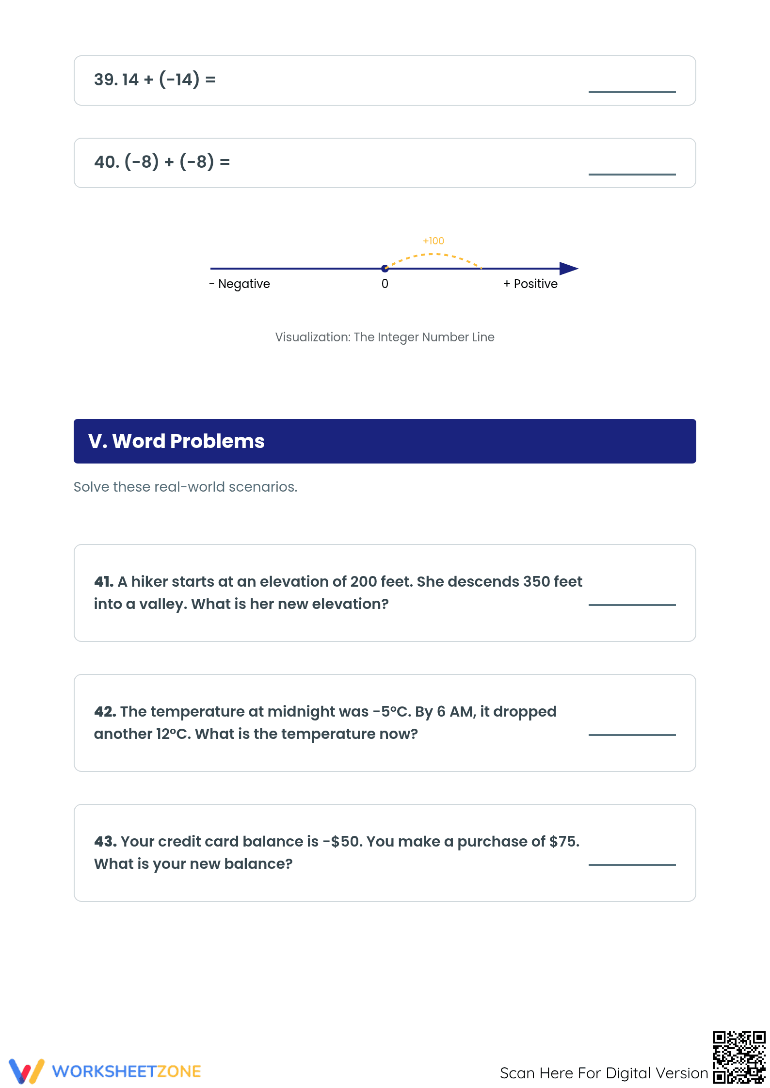 Adding Integers Worksheet (3 Levels) | Grade 7 Ready - Page 5