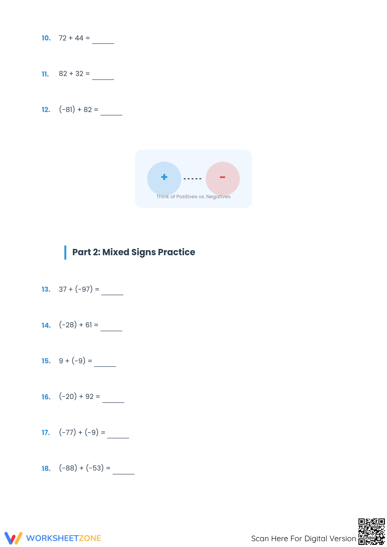 Printable Adding Integers Practice Worksheet | Grade 7 Math - Page 2