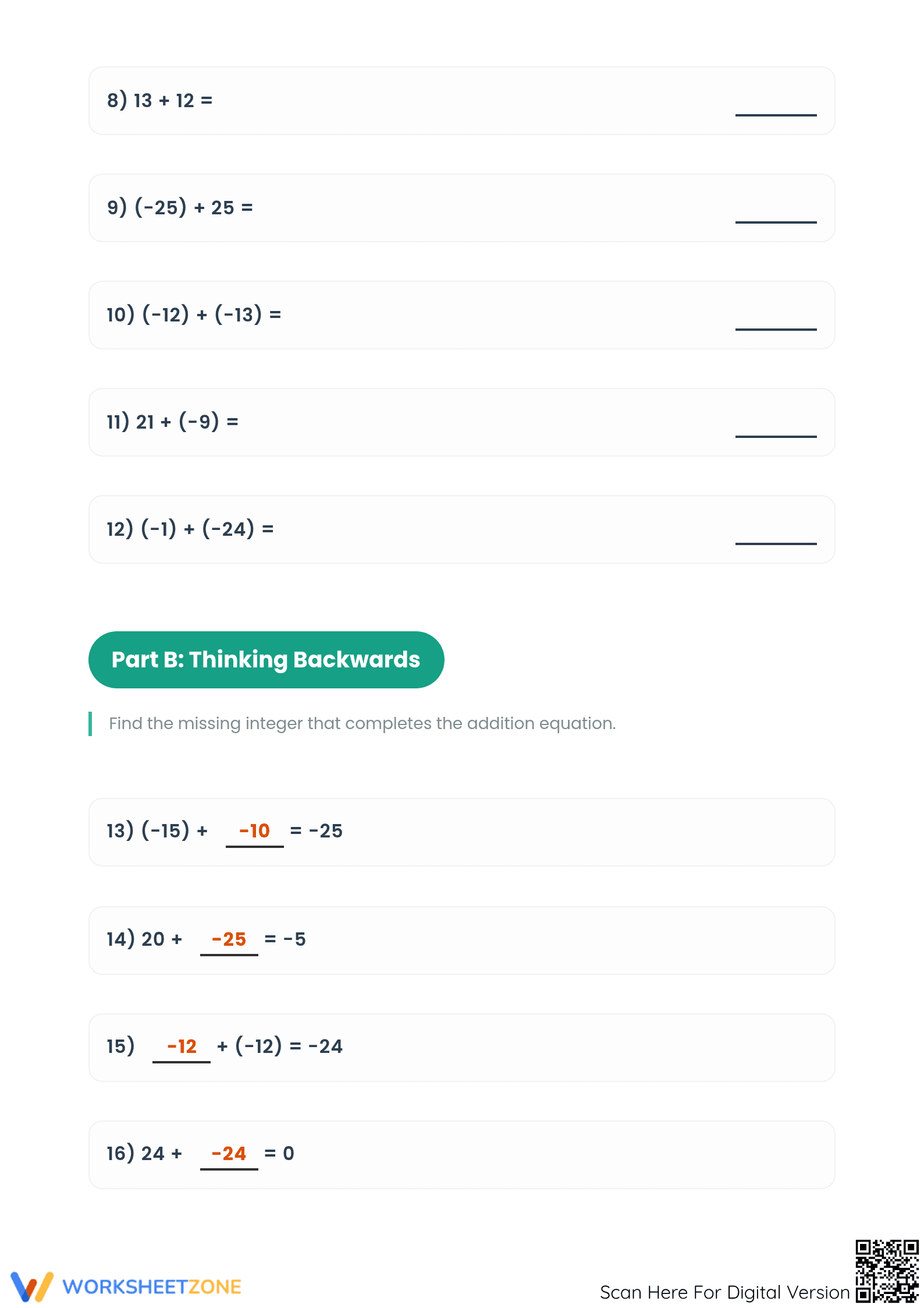 Essential Integer Addition Practice | Grade 5 Math - Page 2