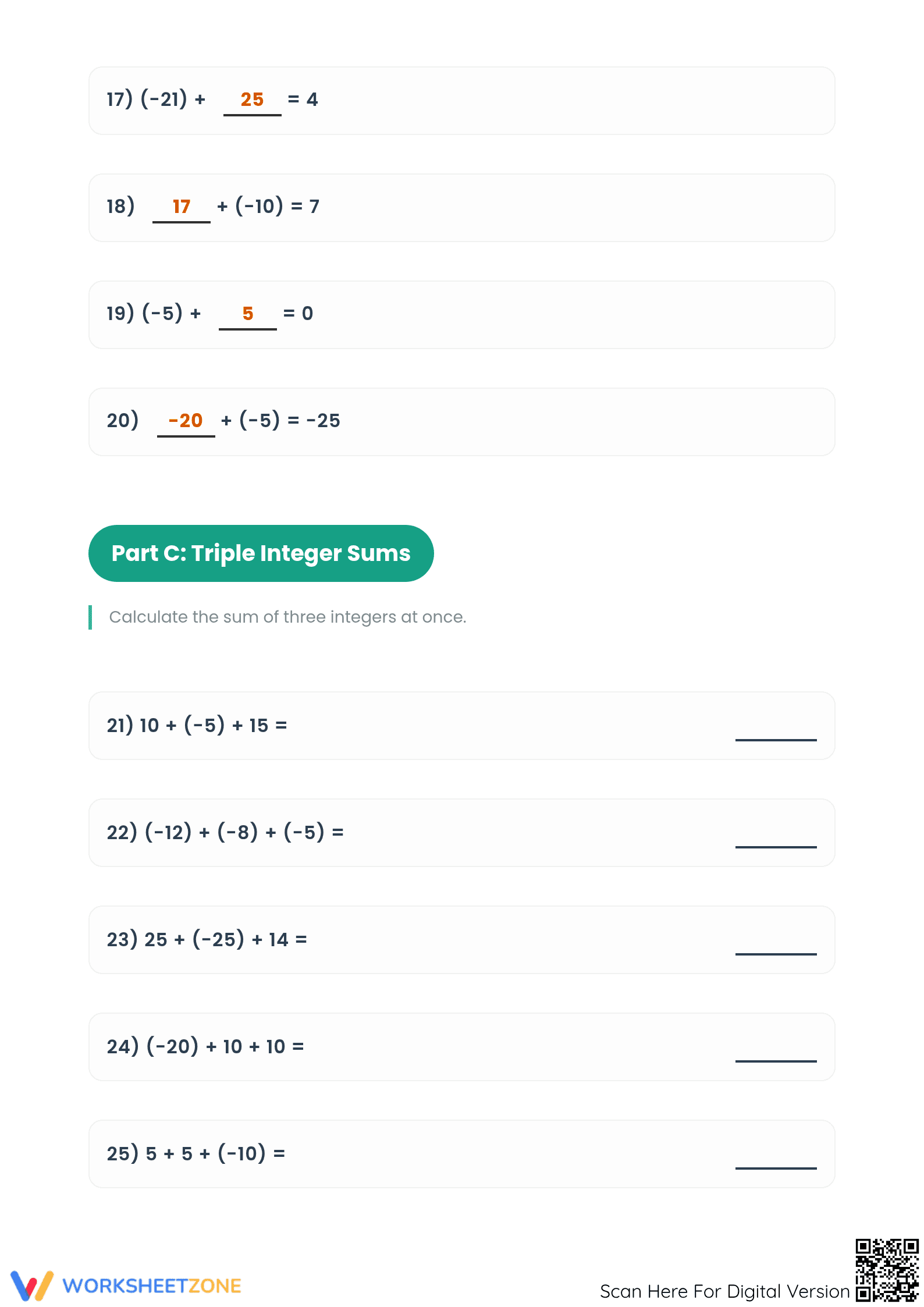 Essential Integer Addition Practice | Grade 5 Math - Page 3