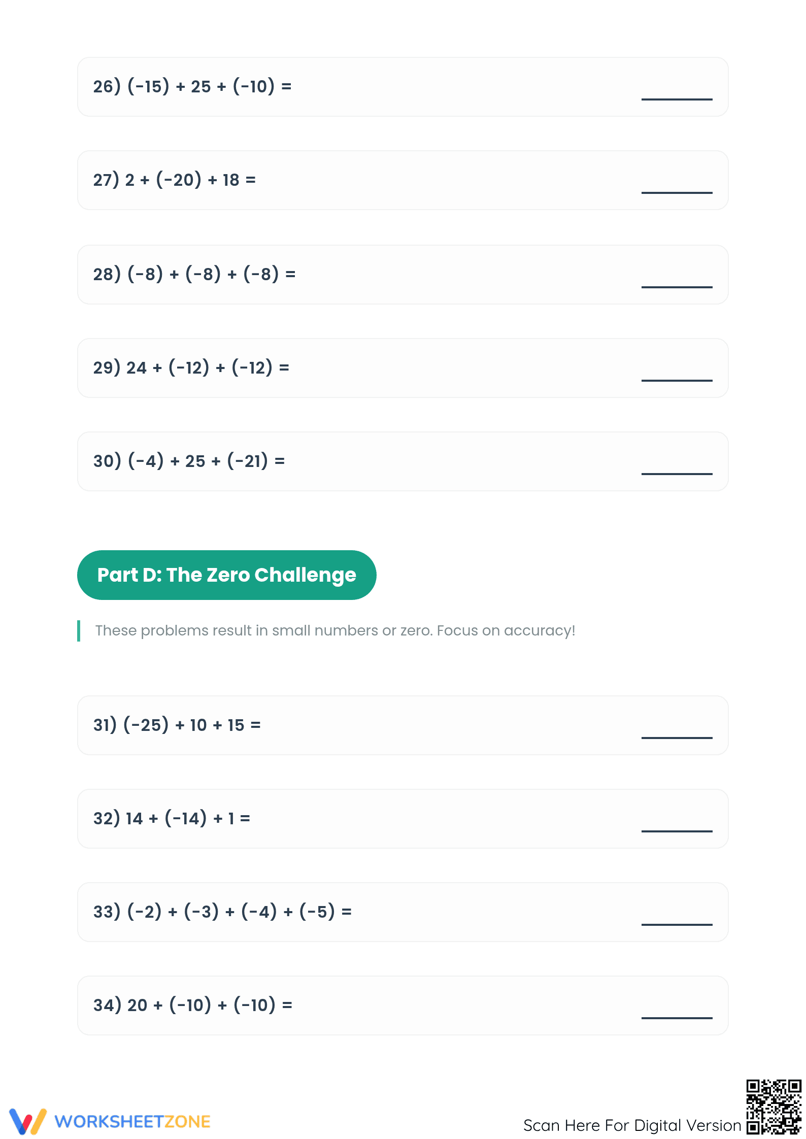 Essential Integer Addition Practice | Grade 5 Math - Page 4