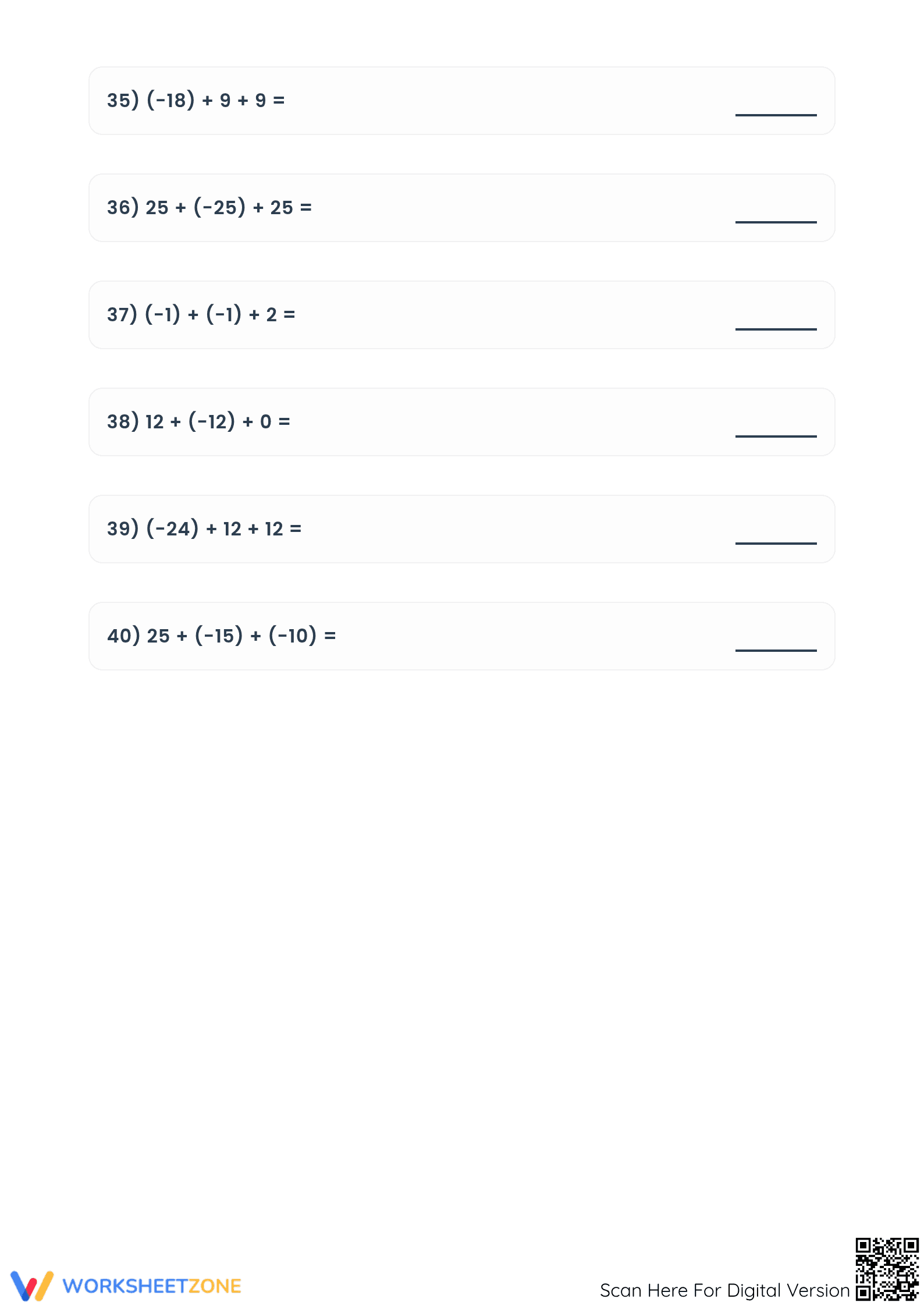 Essential Integer Addition Practice | Grade 5 Math - Page 5