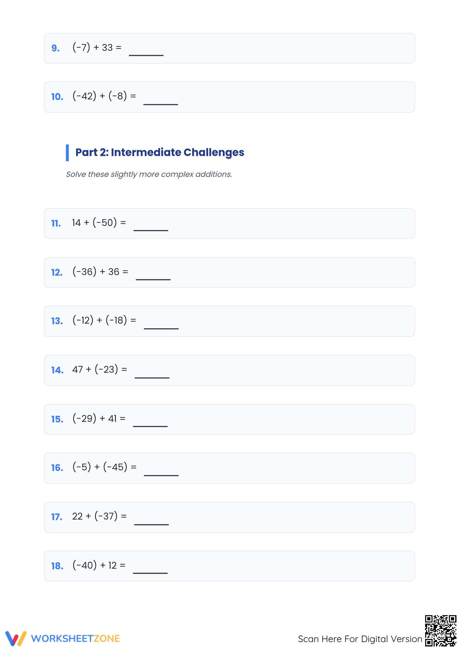 Essential Integers Addition Practice | Grade 5 Math - Page 2