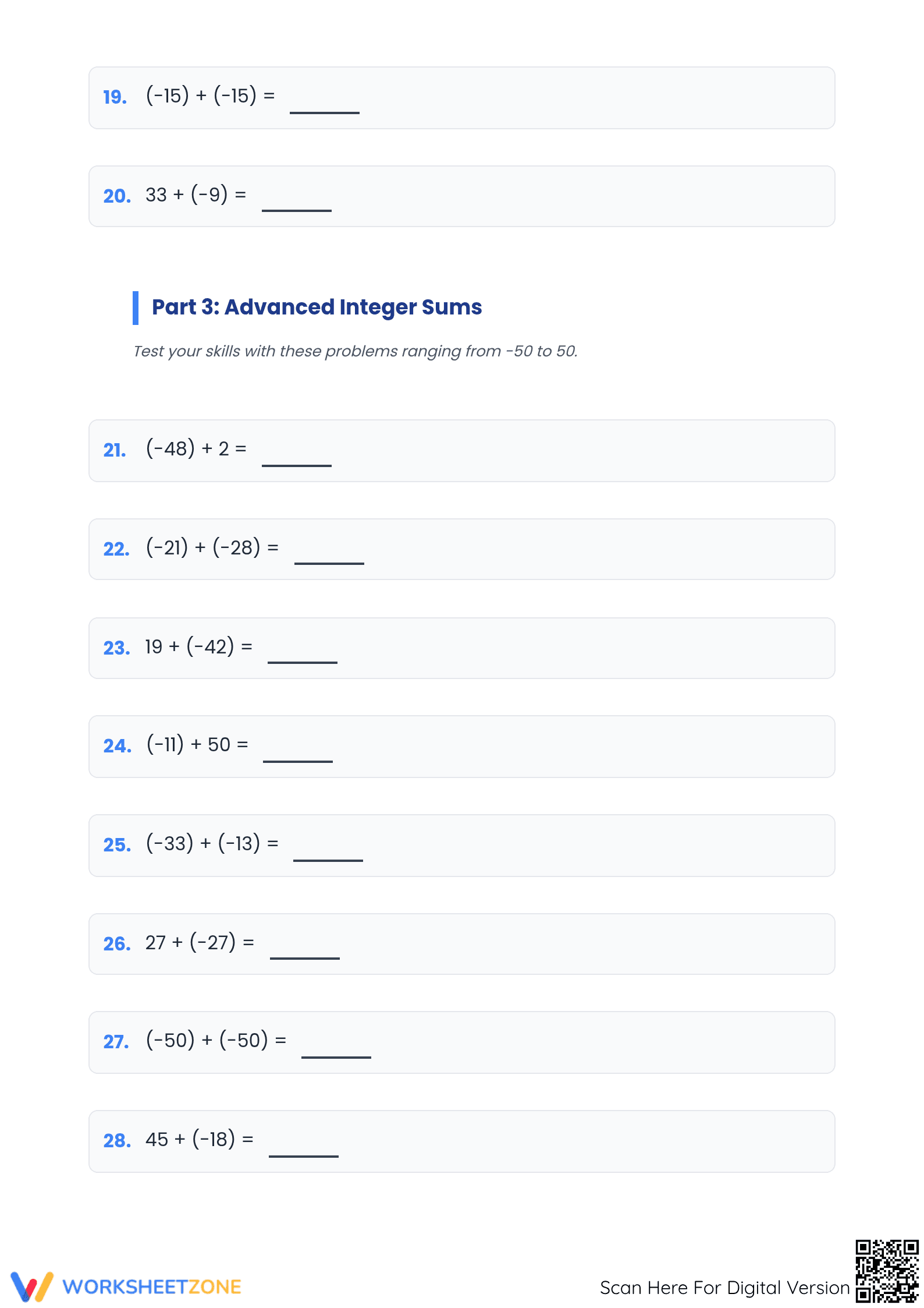Essential Integers Addition Practice | Grade 5 Math - Page 3