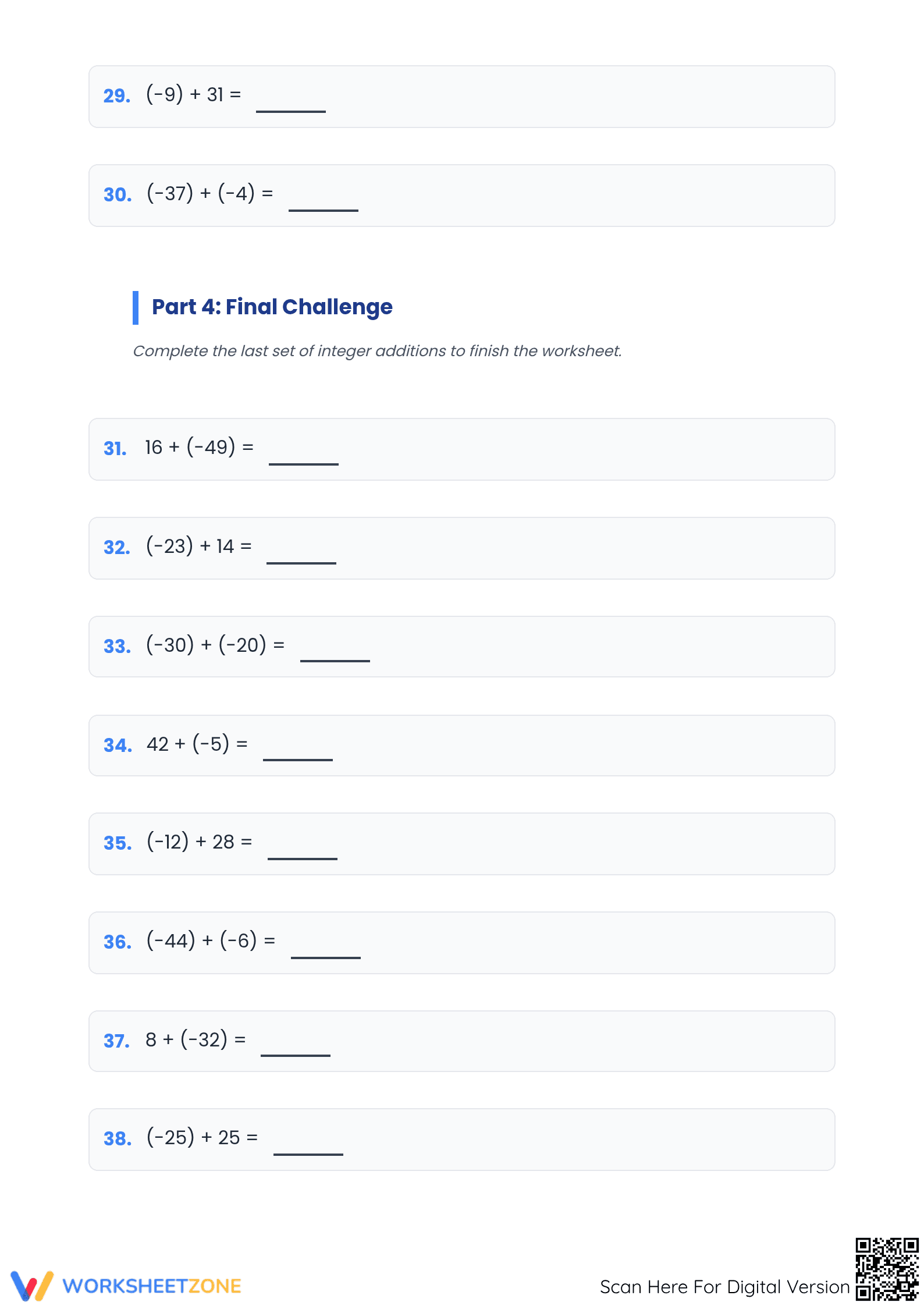 Essential Integers Addition Practice | Grade 5 Math - Page 4