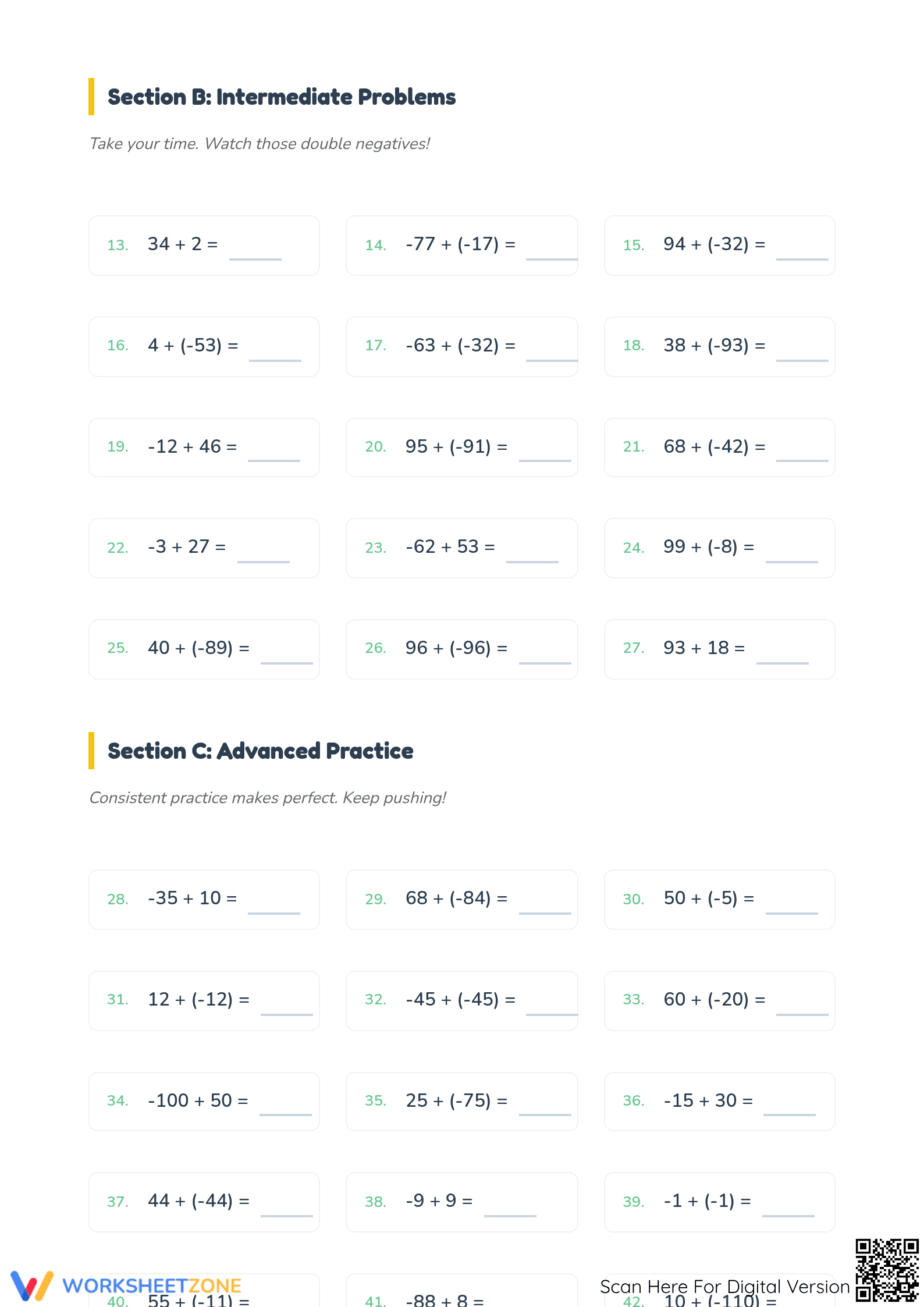 Printable Adding Integers Worksheet | Grade 5 Math - Page 2