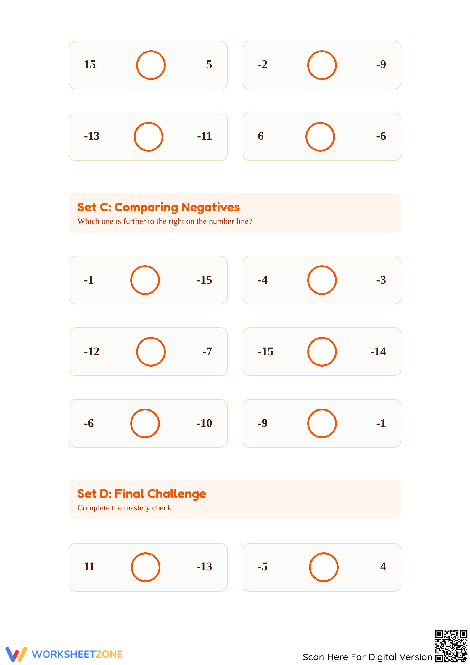 Essential Comparing Integers Worksheet | Grade 5 Math Ready - Page 2
