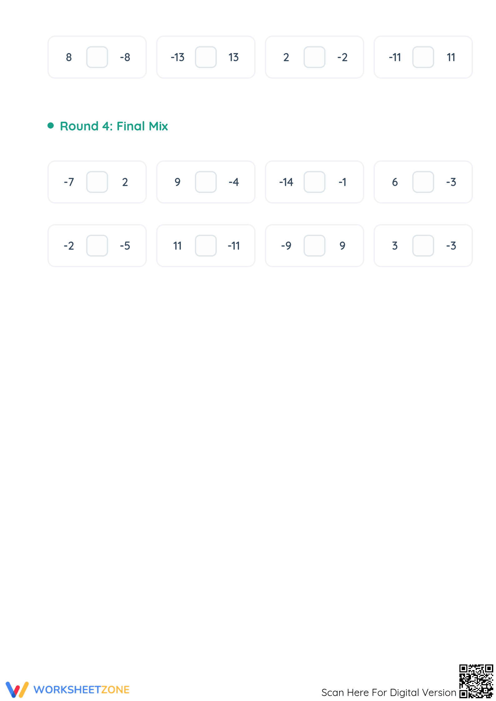 Printable Grade 5 Integer Comparison Mastery Worksheet - Page 2