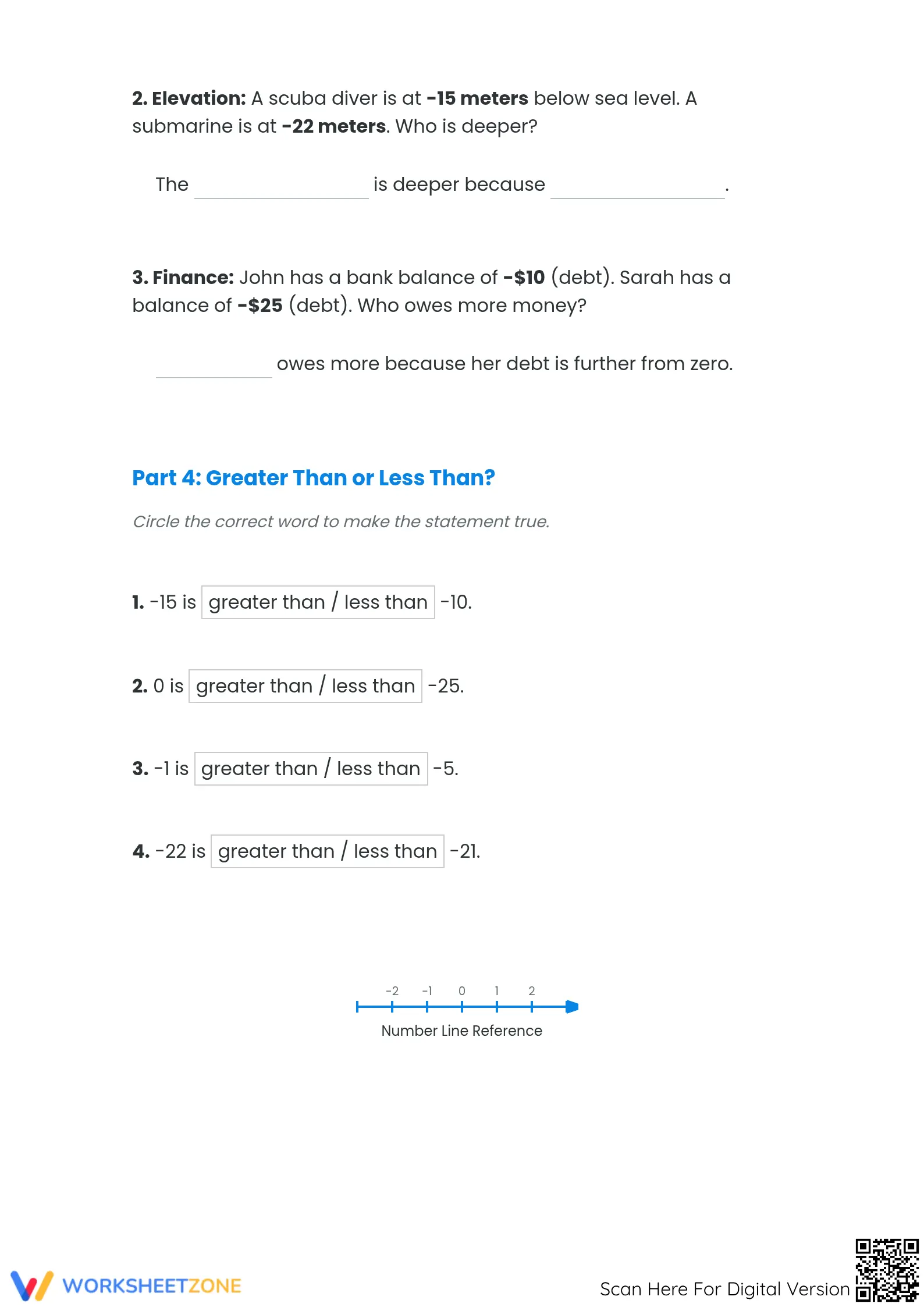 Comparing Integers Worksheet | Grade 5 Essential Math - Page 3