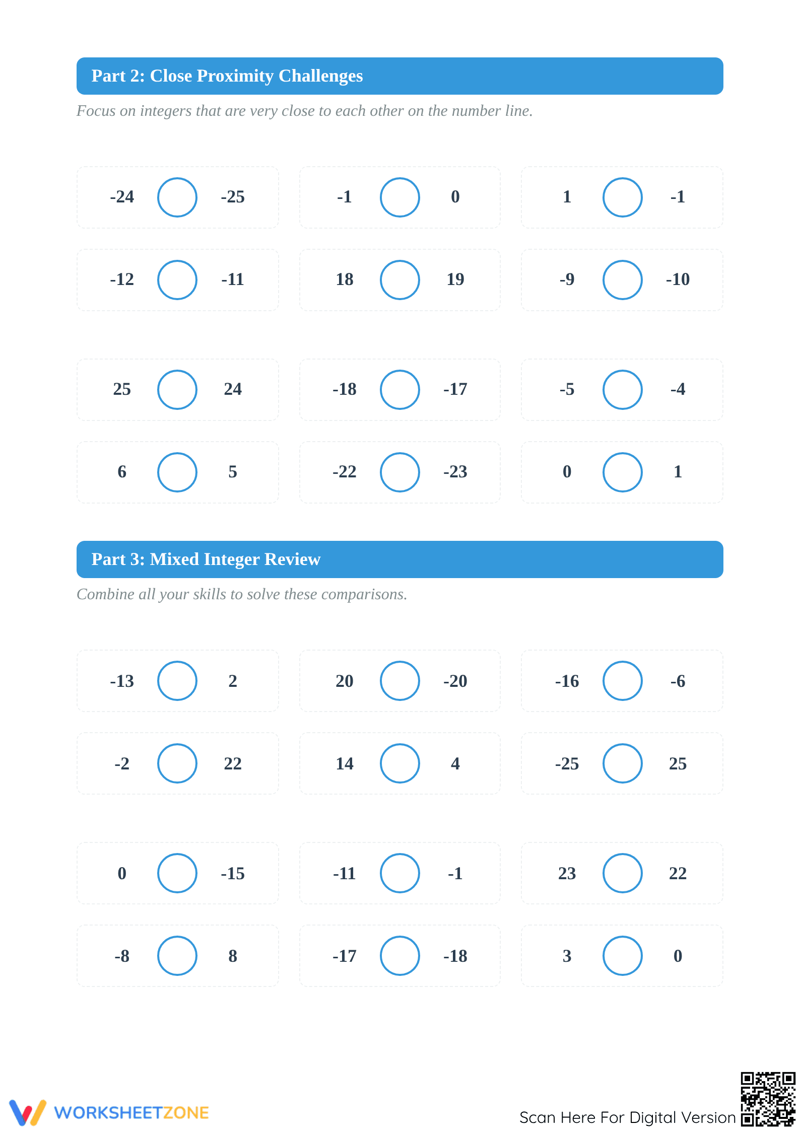 Printable Integer Comparison Worksheet | Grade 5 Math Master - Page 2