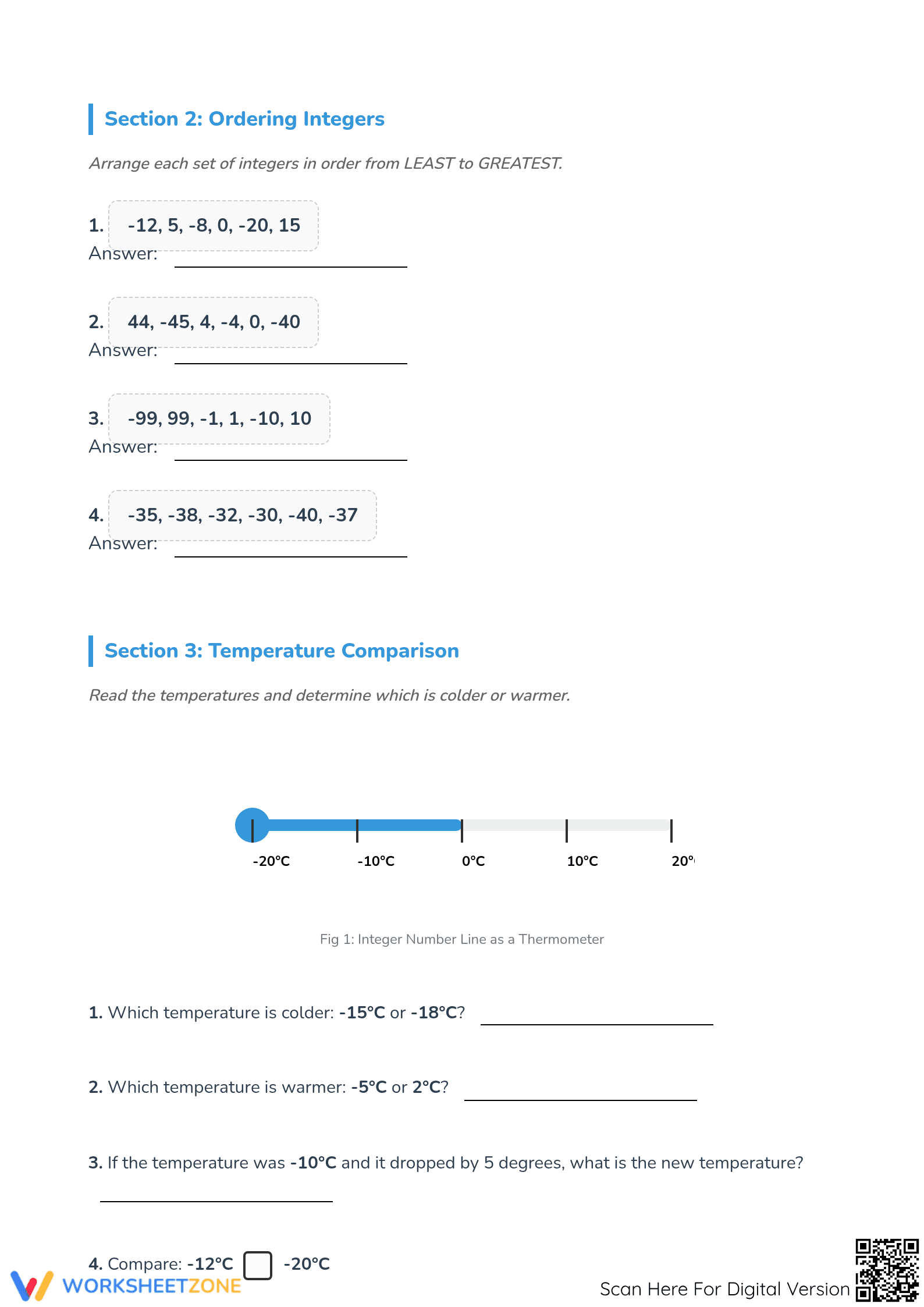 Essential Comparing Integers Worksheet | Grade 5 Math - Page 2
