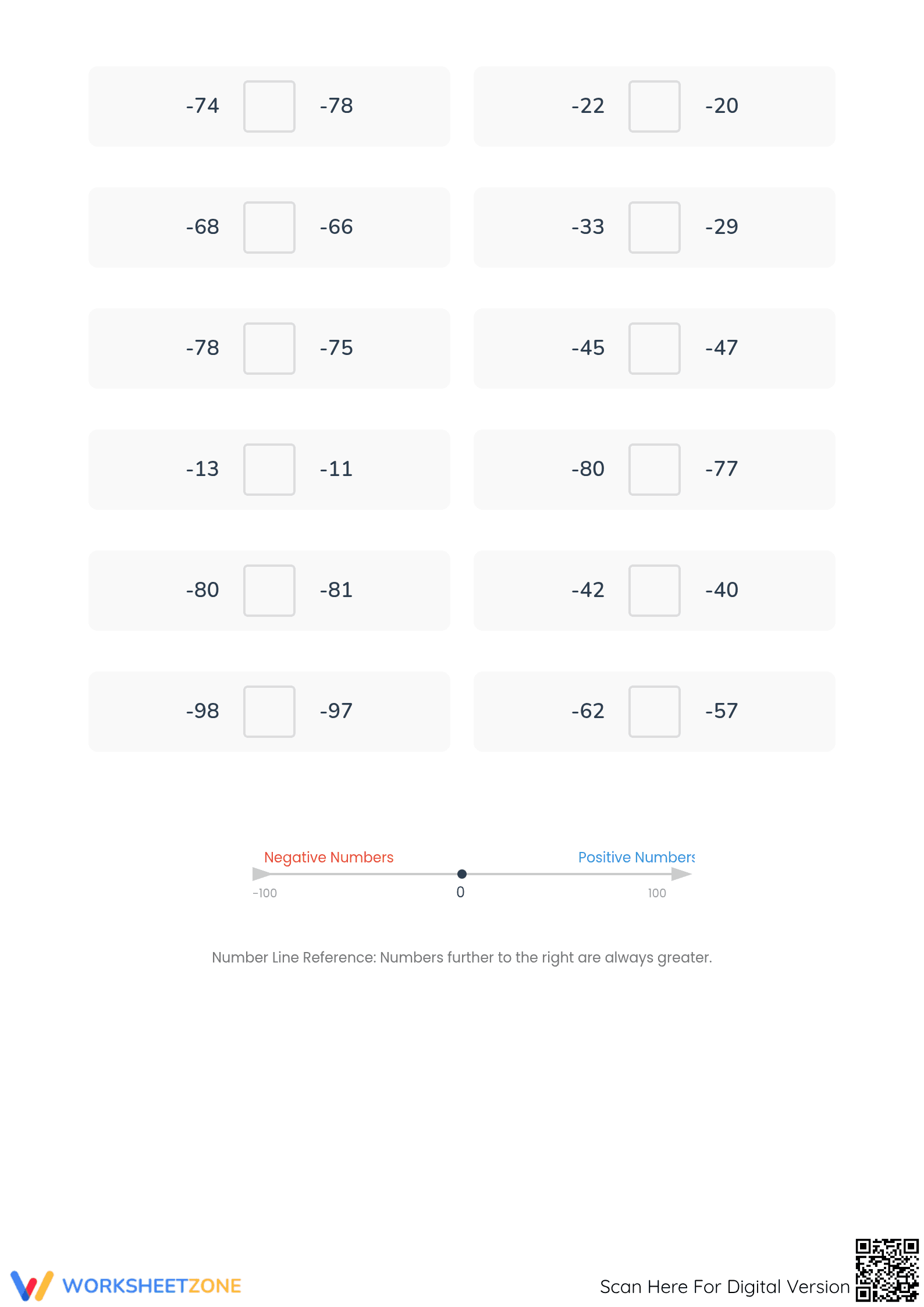 Printable Comparing Integers Worksheet | Grade 5 Math - Page 2