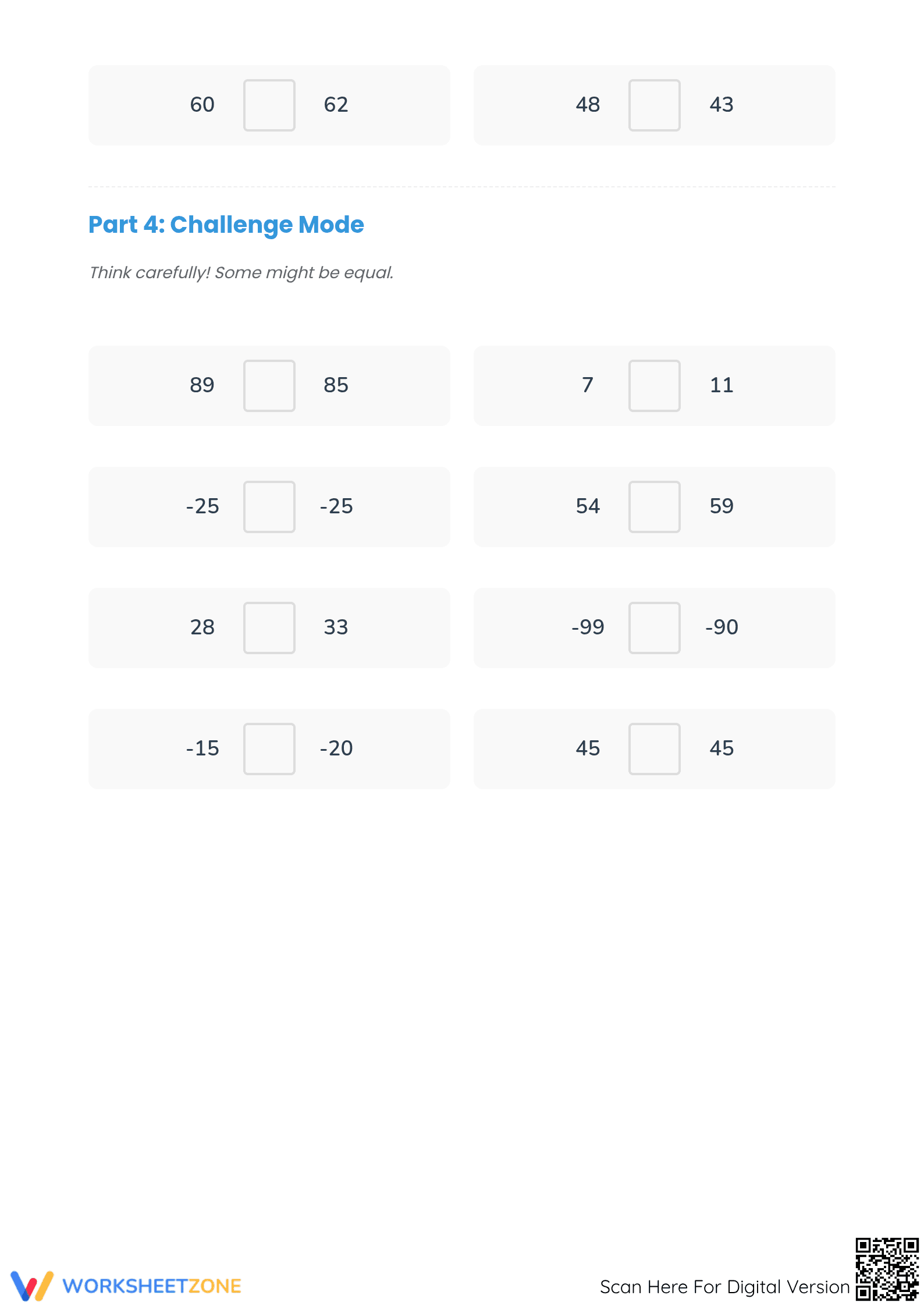 Printable Comparing Integers Worksheet | Grade 5 Math - Page 4