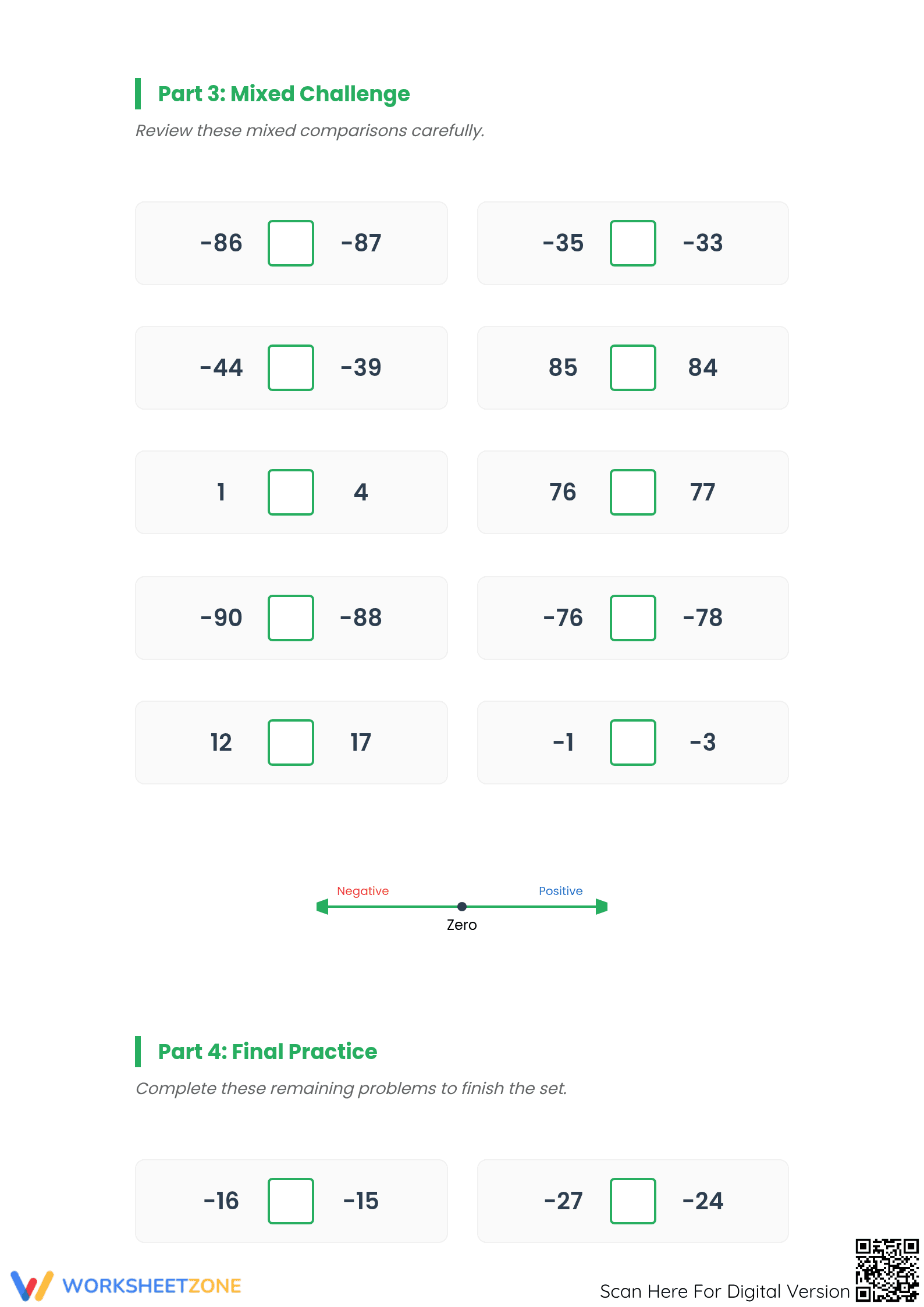 Essential Integers Comparison Worksheet | Grade 5 Math - Page 3