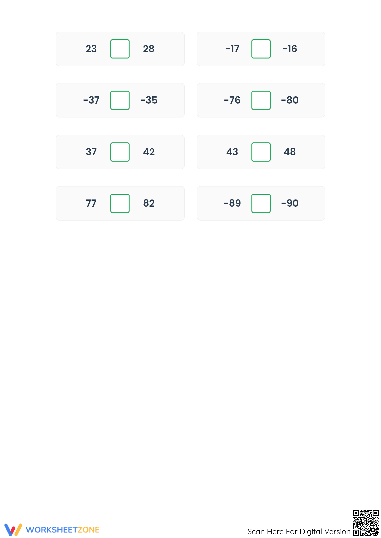 Essential Integers Comparison Worksheet | Grade 5 Math - Page 4