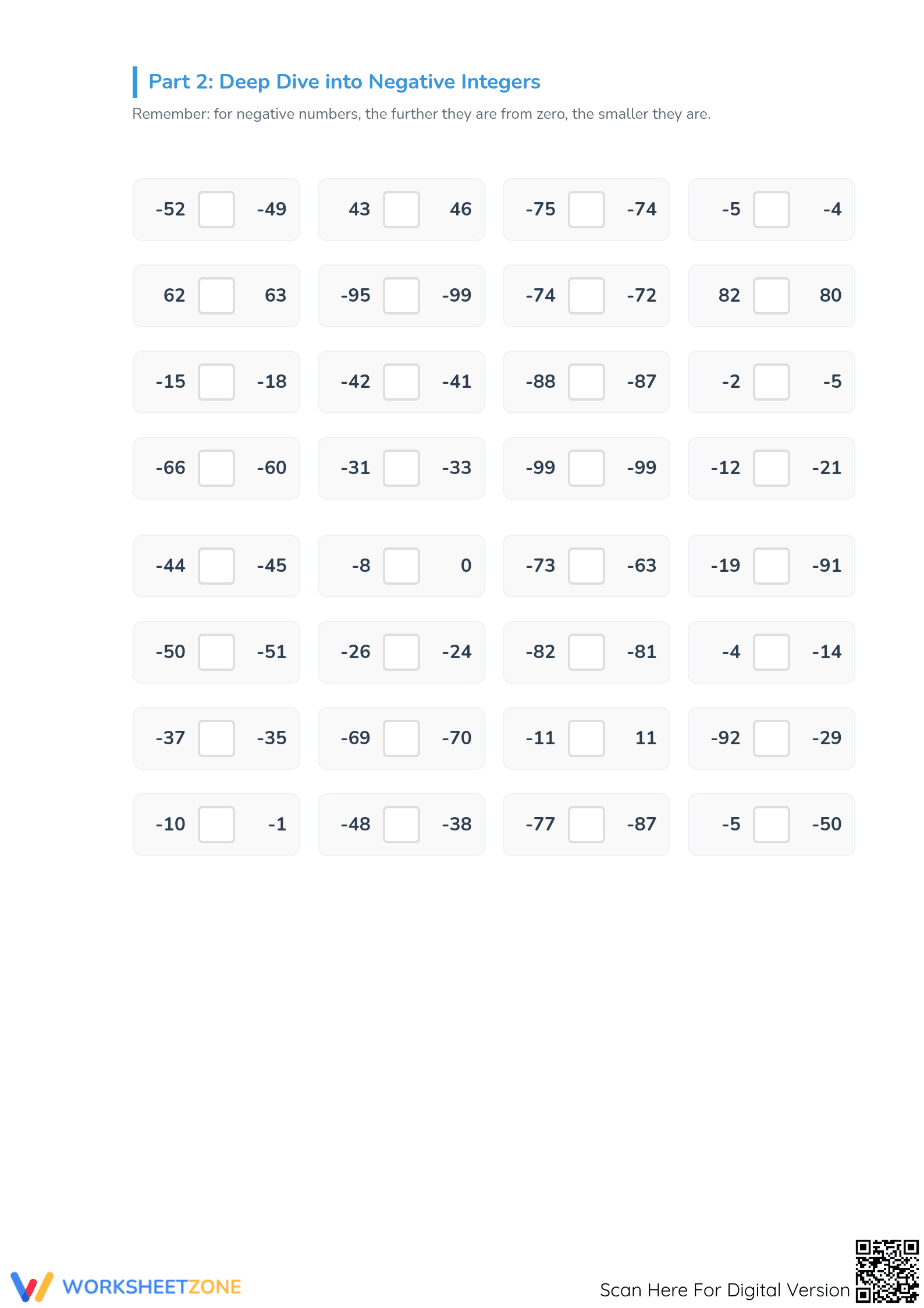 Essential Comparing Integers Worksheet | Grade 5 Math - Page 2