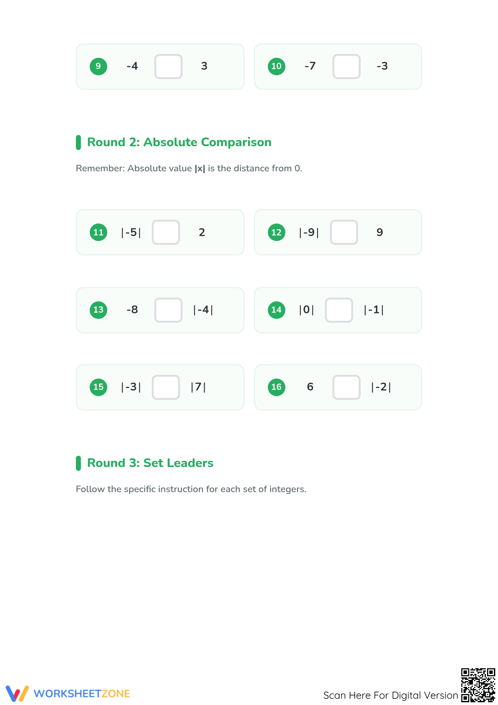 Essential Integers Comparing Worksheet | Grade 5 Math - Page 2