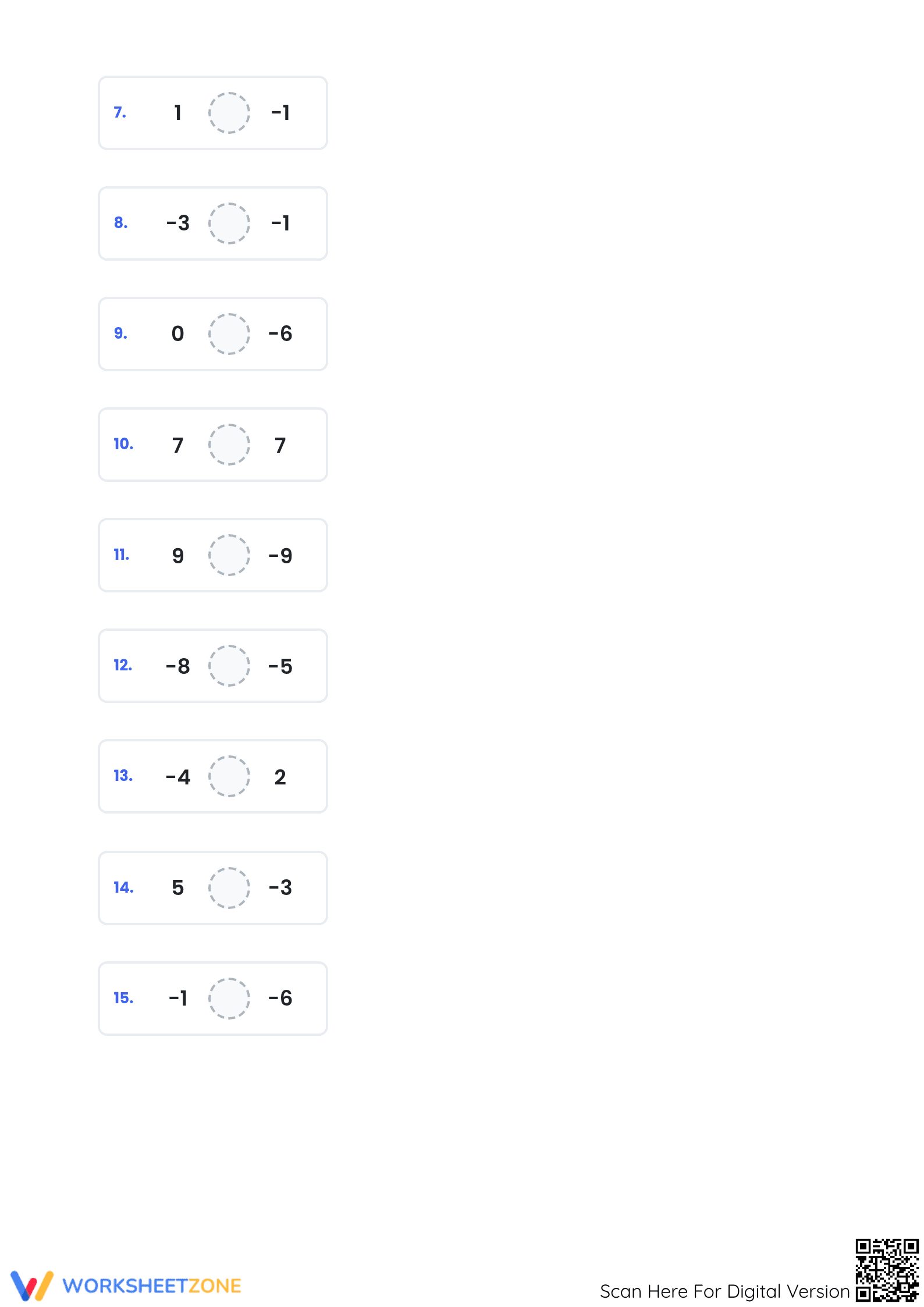 Essential Comparing Integers Worksheet | Grade 5 Math - Page 2
