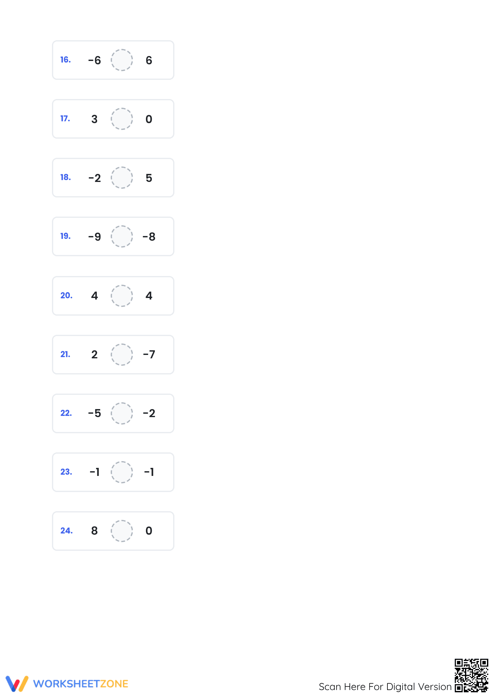 Essential Comparing Integers Worksheet | Grade 5 Math - Page 3