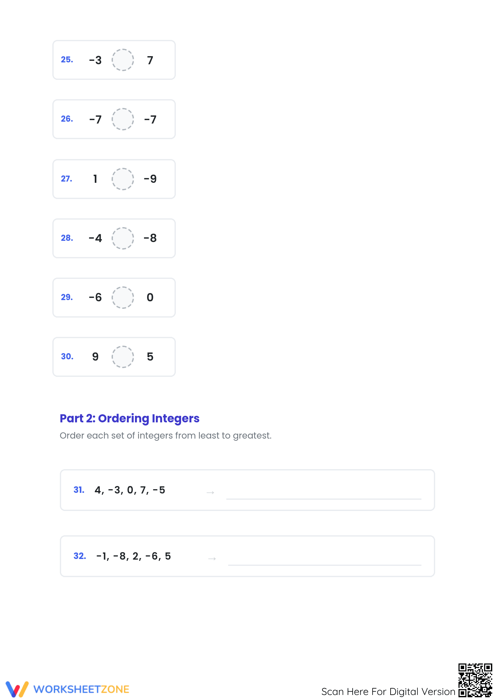 Essential Comparing Integers Worksheet | Grade 5 Math - Page 4