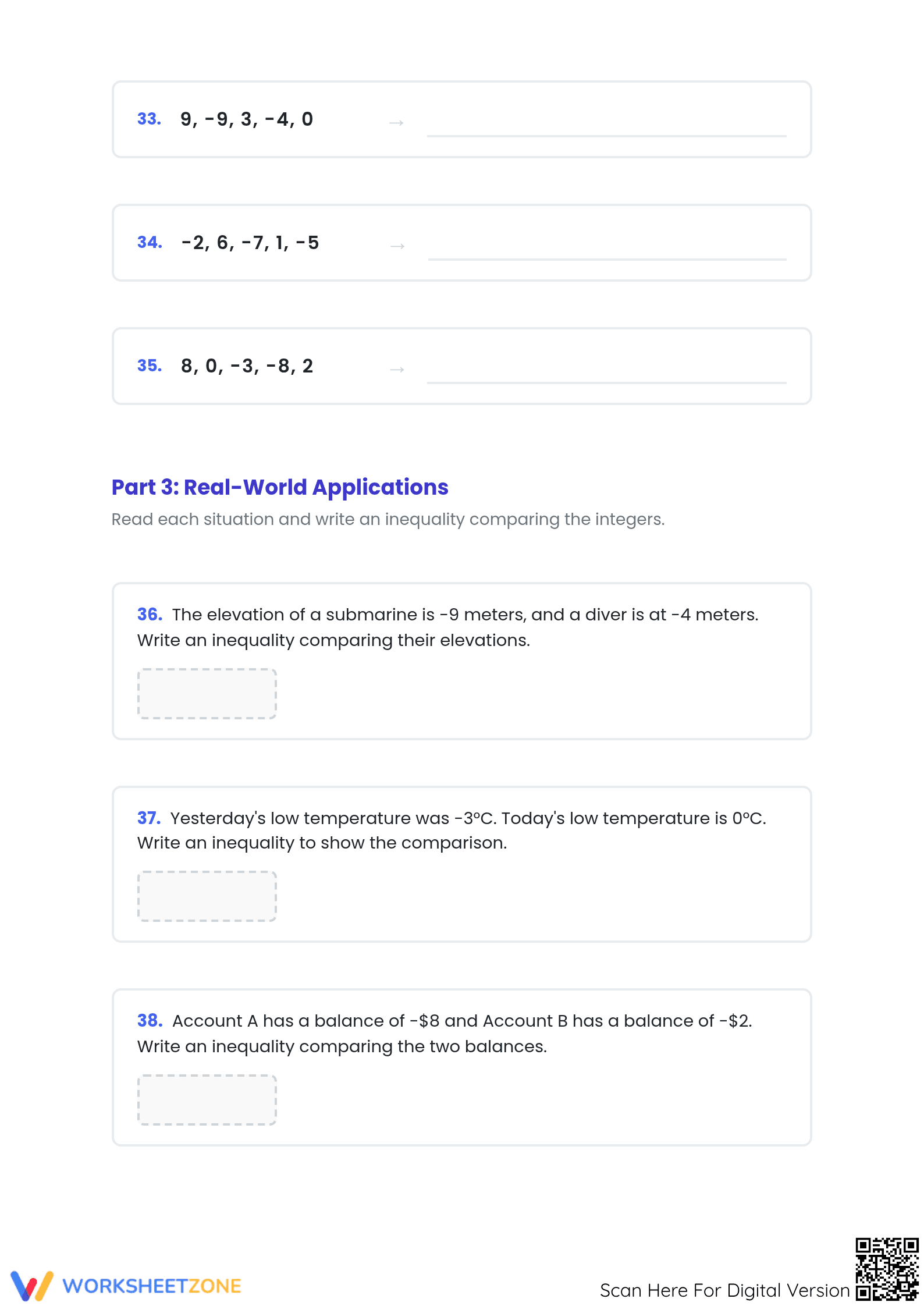 Essential Comparing Integers Worksheet | Grade 5 Math - Page 5