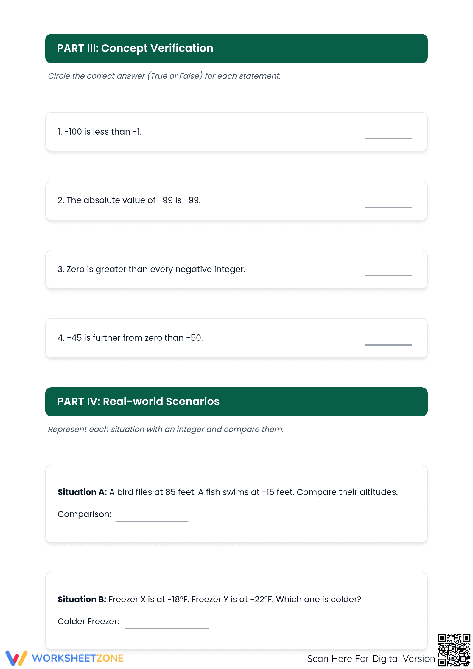 Advanced Integer Comparison Worksheet | Essential Grade 5 Math - Page 3